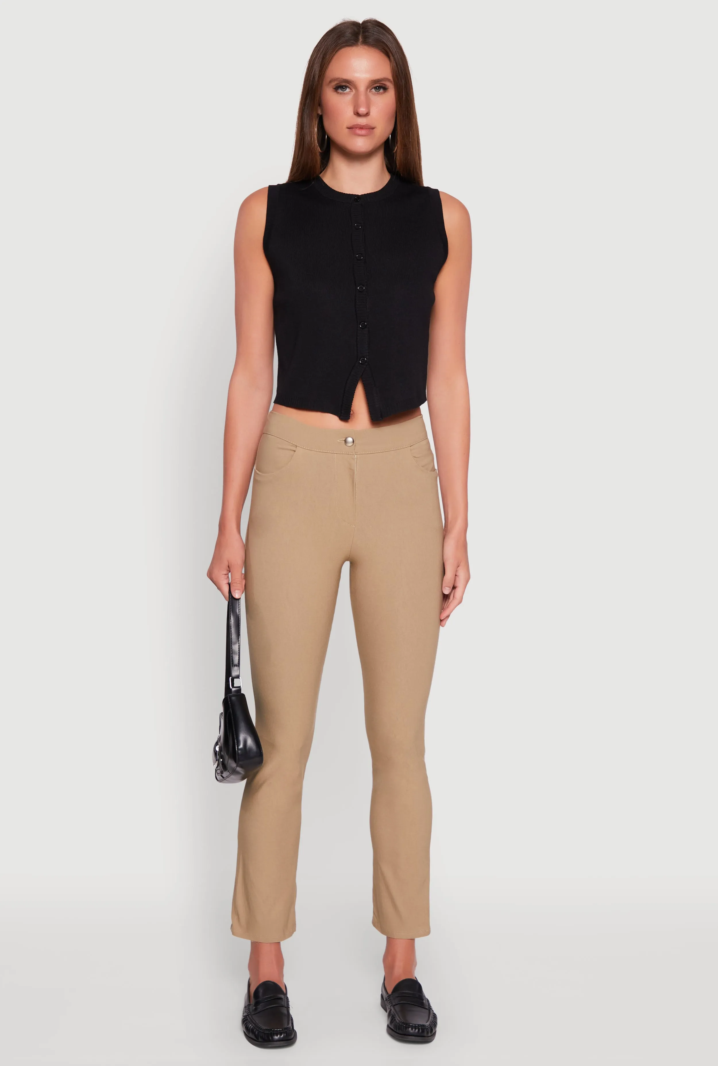 Mid Rise Slim Straight Leg Stretchy Dress Pants sold by Rainbow product image thumbnail 2