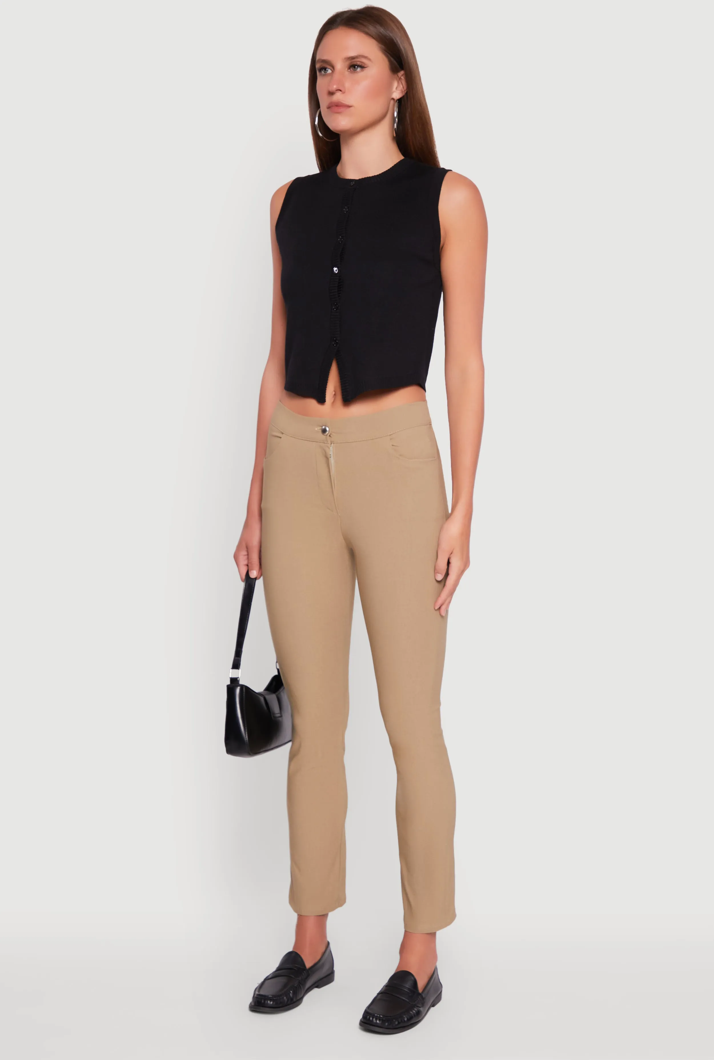 Mid Rise Slim Straight Leg Stretchy Dress Pants sold by Rainbow product image thumbnail 3