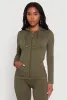 Textured Knit Zip Front Drawstring Hoodie sold by Rainbow