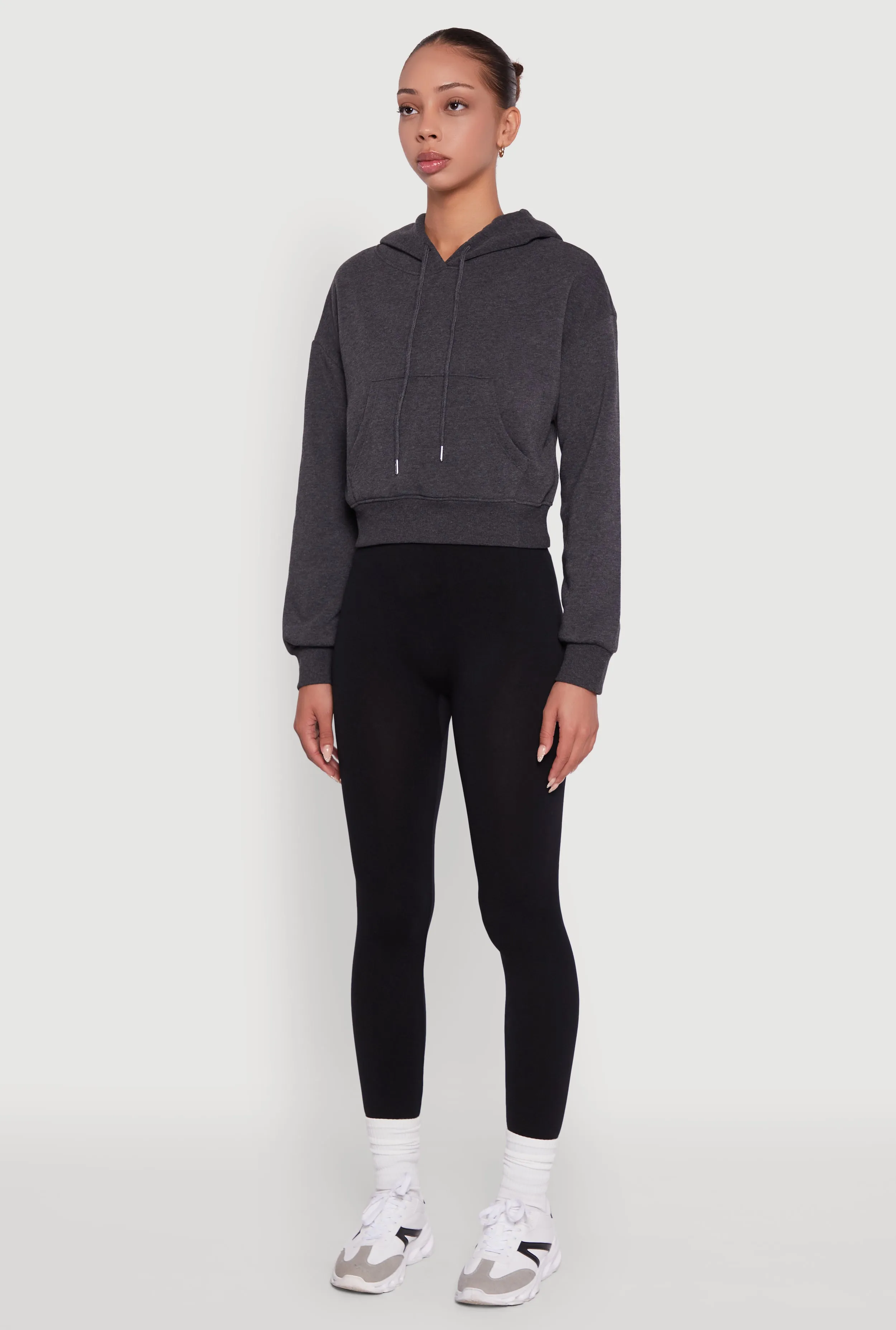 Cropped Kangaroo Pocket Pullover Hoodie sold by Rainbow product image thumbnail 5