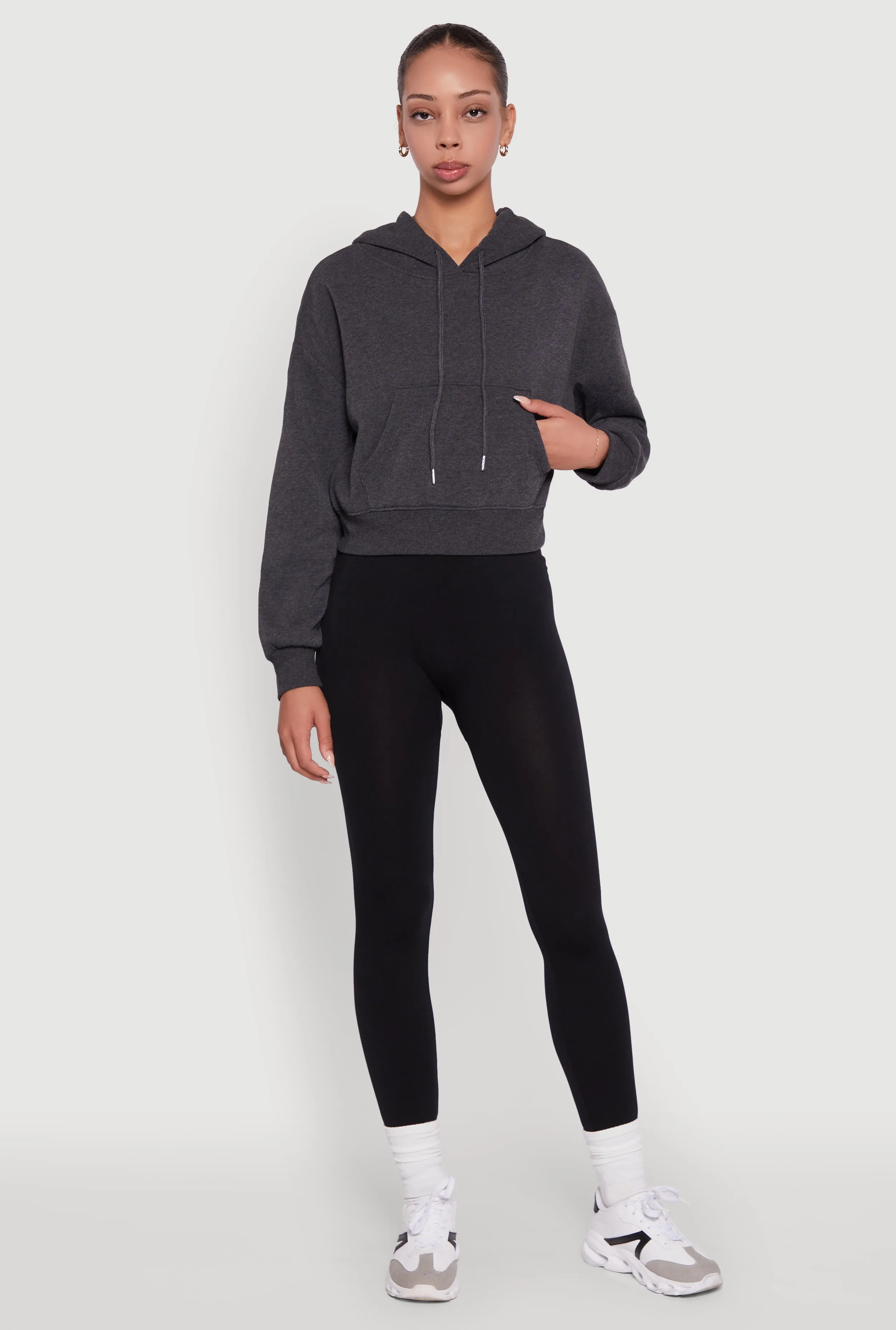 Cropped Kangaroo Pocket Pullover Hoodie sold by Rainbow