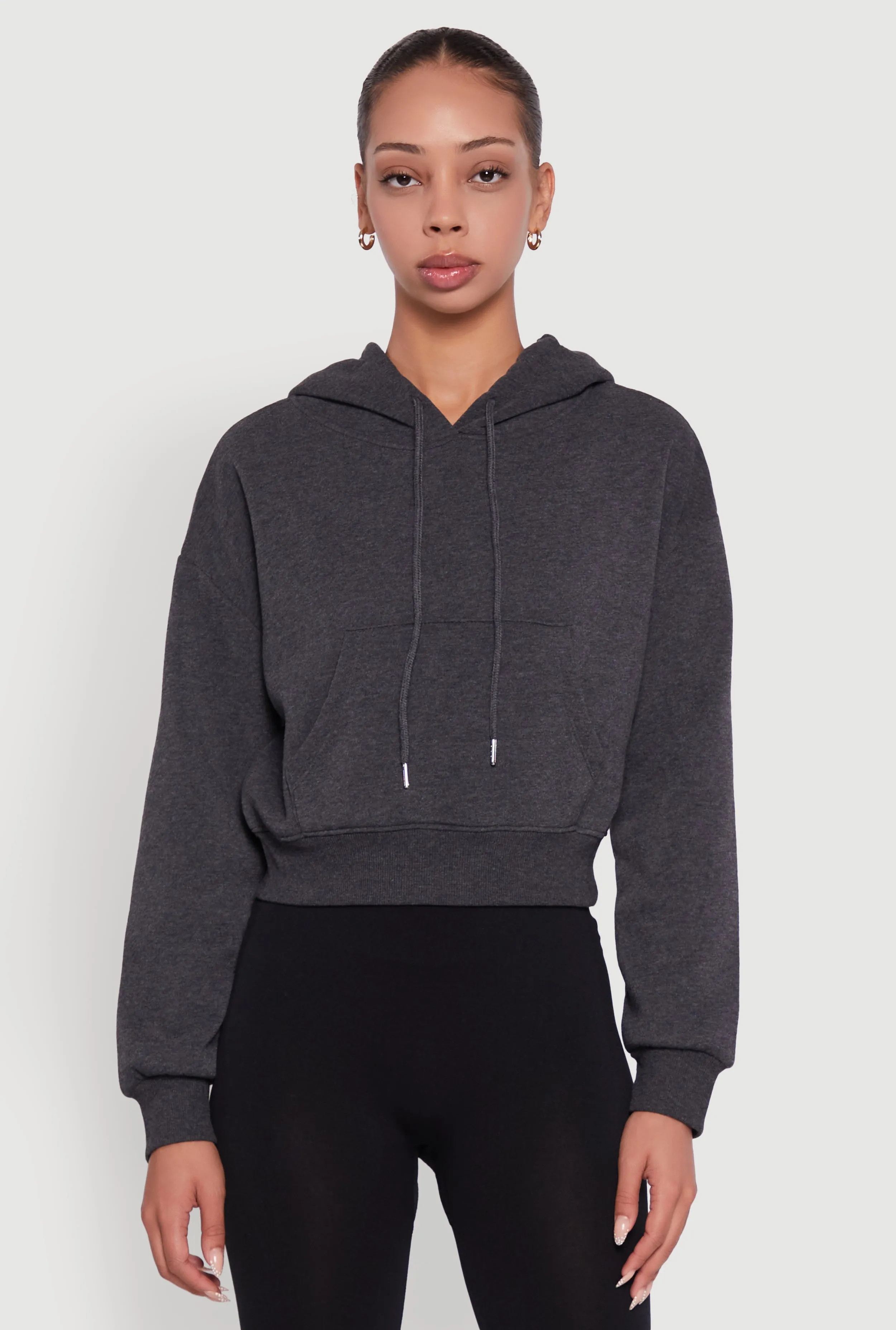 Cropped Kangaroo Pocket Pullover Hoodie sold by Rainbow product image thumbnail 2