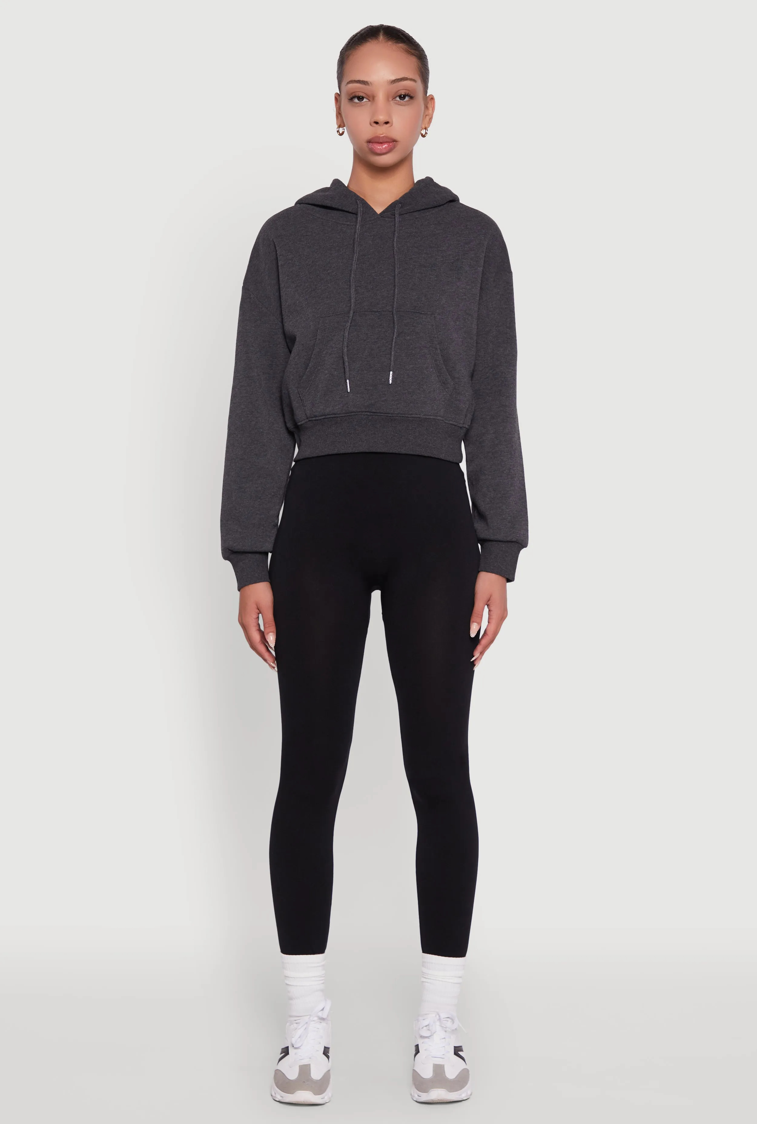 Cropped Kangaroo Pocket Pullover Hoodie sold by Rainbow product image thumbnail 3