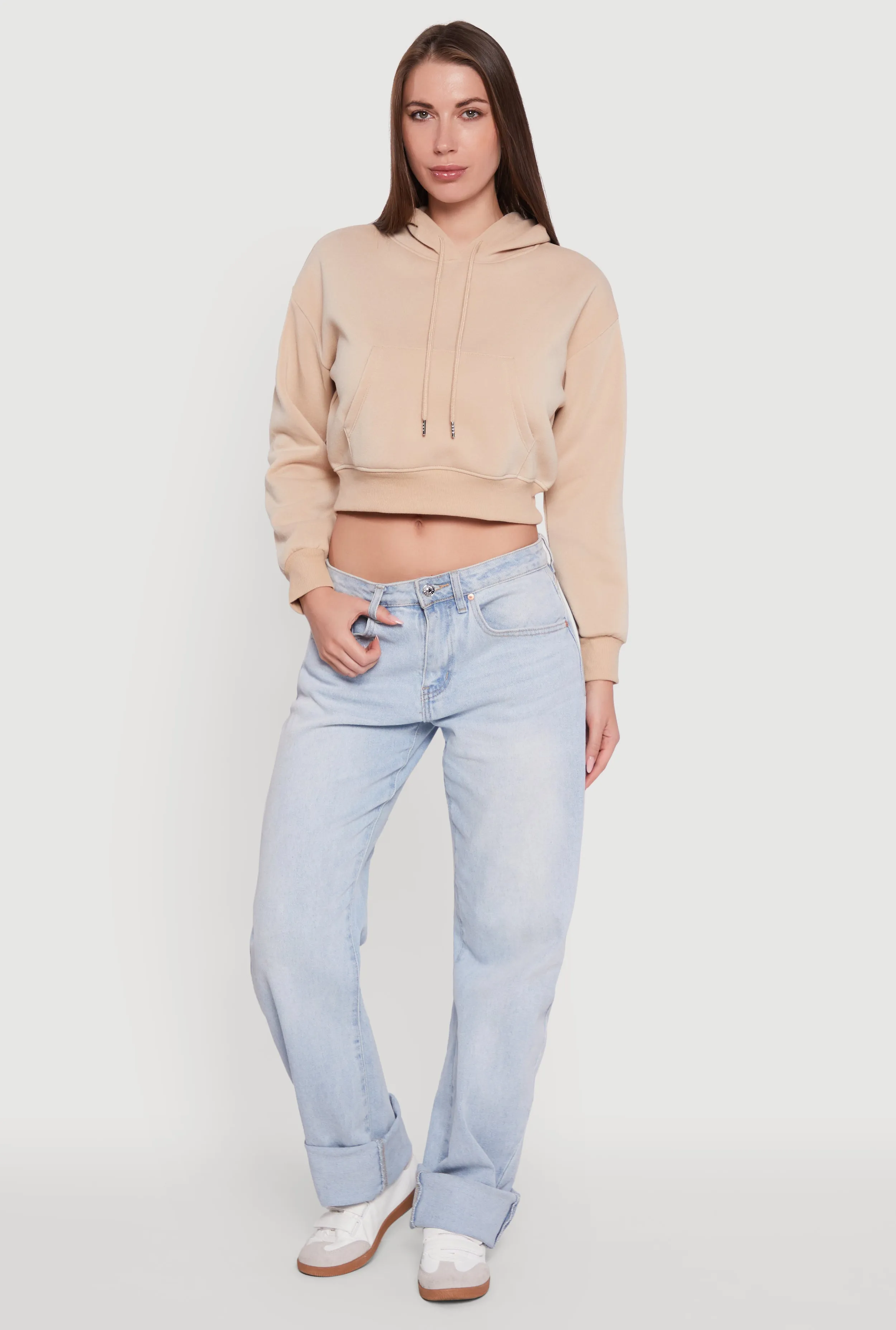 Cropped Kangaroo Pocket Pullover Hoodie sold by Rainbow