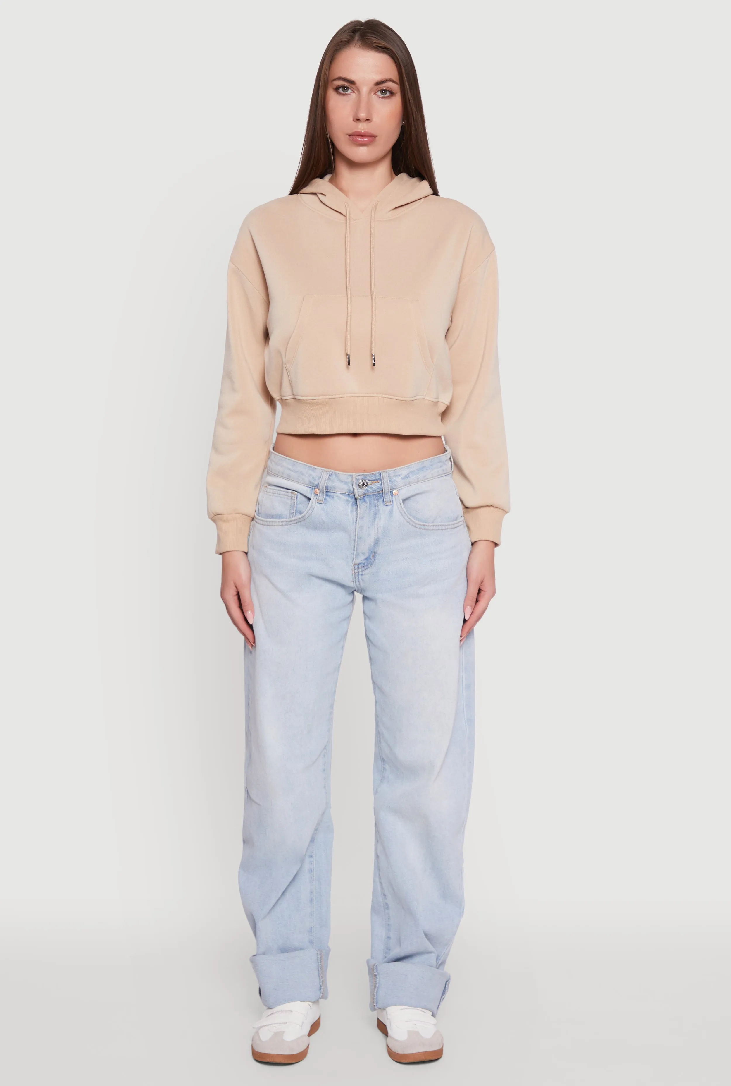 Cropped Kangaroo Pocket Pullover Hoodie sold by Rainbow product image thumbnail 3