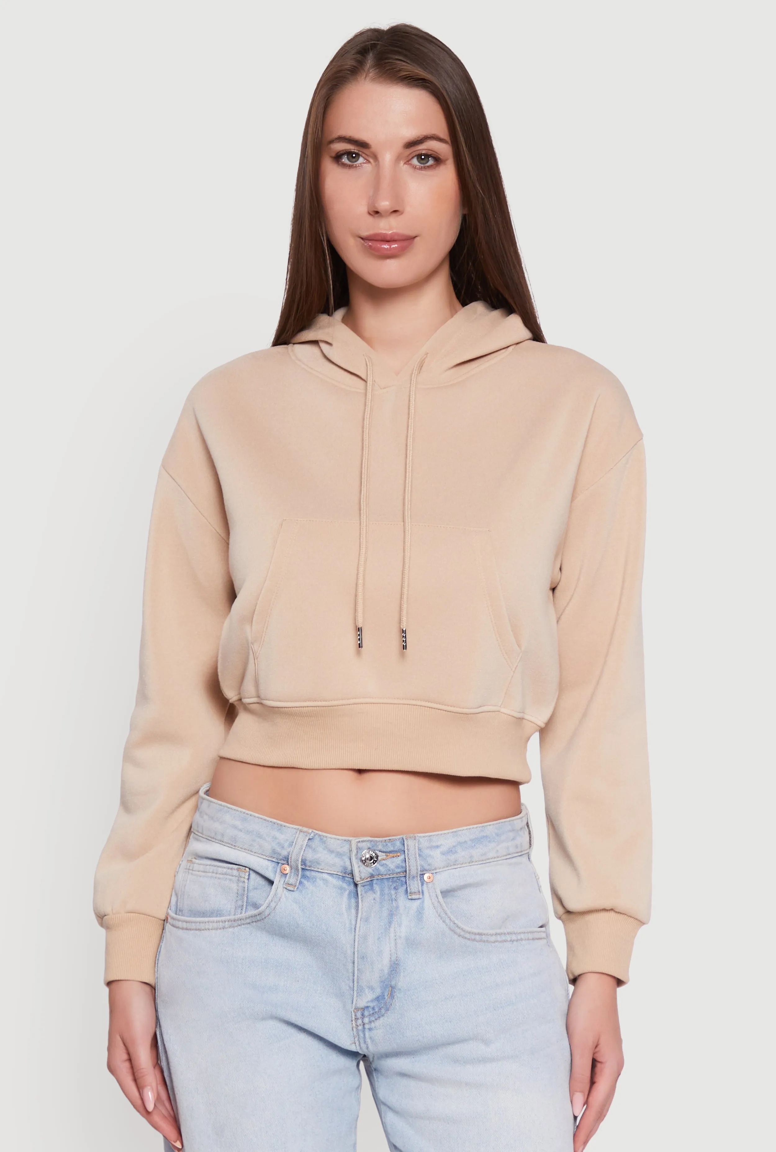 Cropped Kangaroo Pocket Pullover Hoodie sold by Rainbow product image thumbnail 2