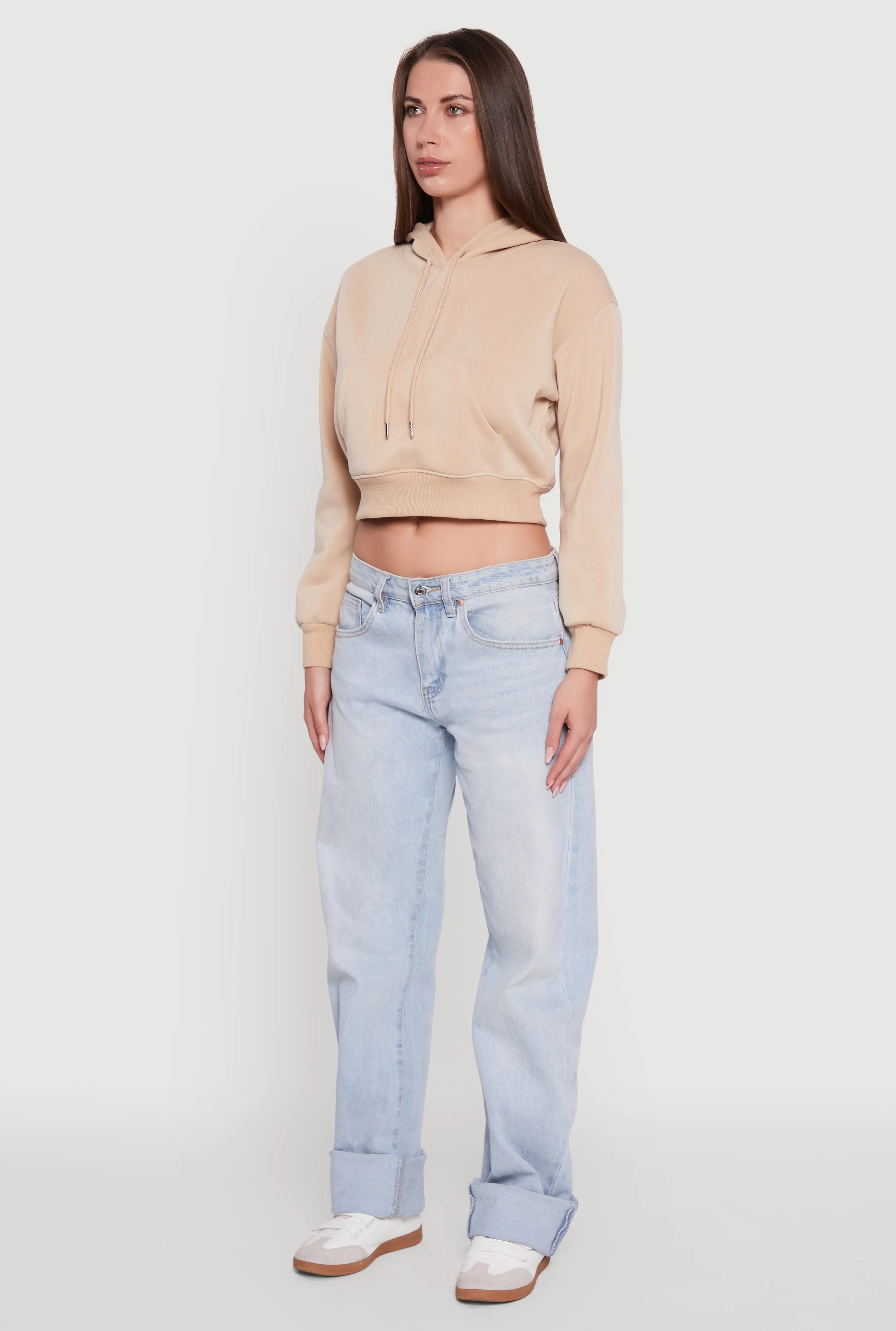 Cropped Kangaroo Pocket Pullover Hoodie sold by Rainbow product image thumbnail 5