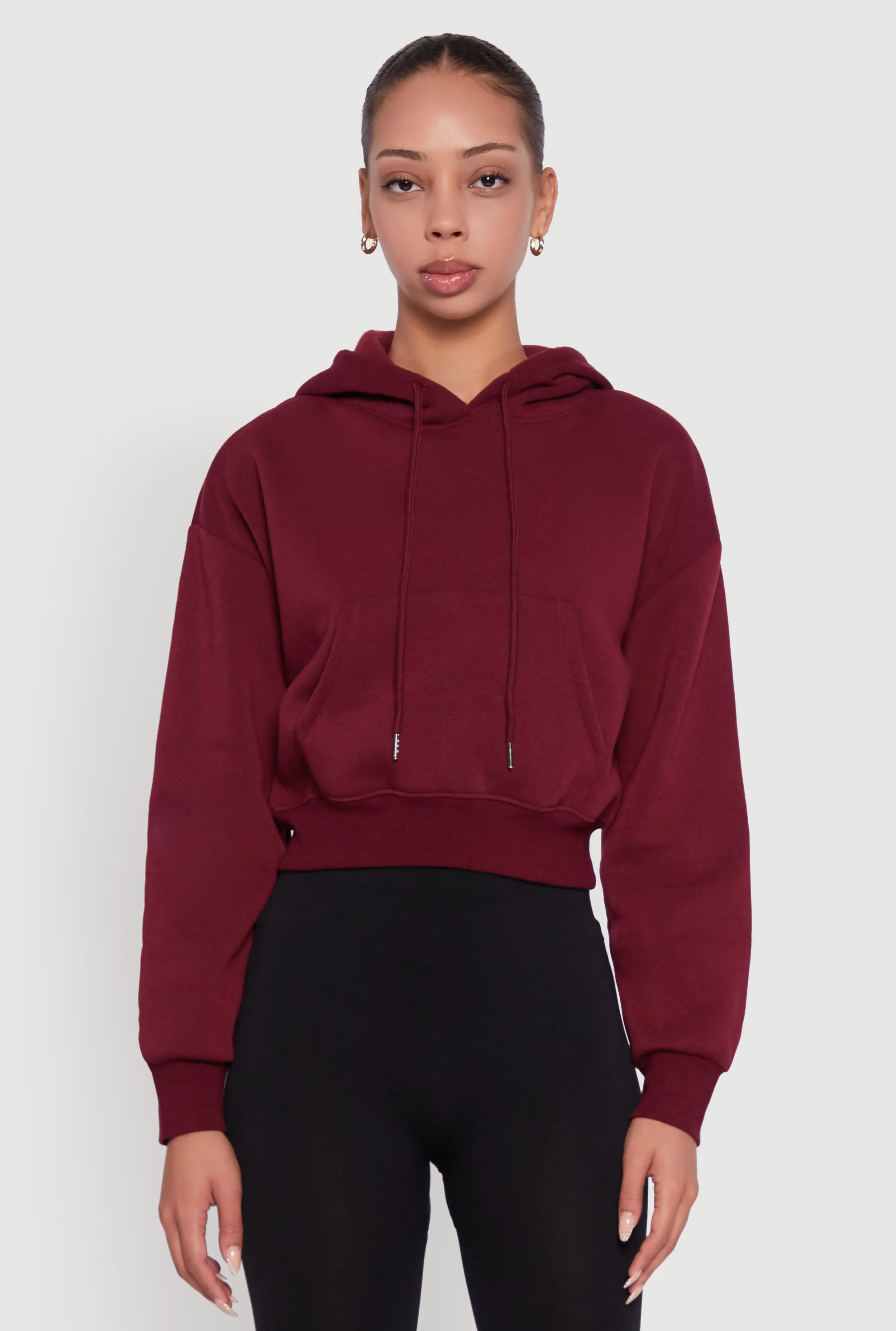 Cropped Kangaroo Pocket Pullover Hoodie sold by Rainbow product image thumbnail 2