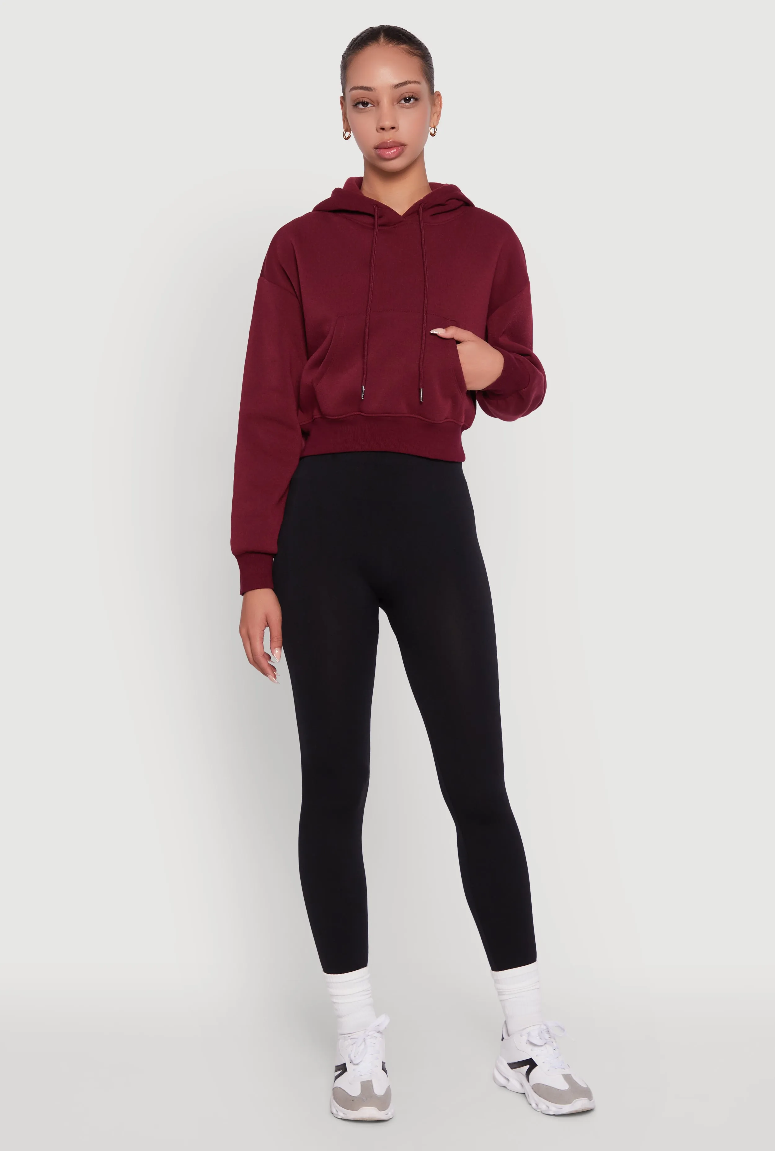 Cropped Kangaroo Pocket Pullover Hoodie sold by Rainbow