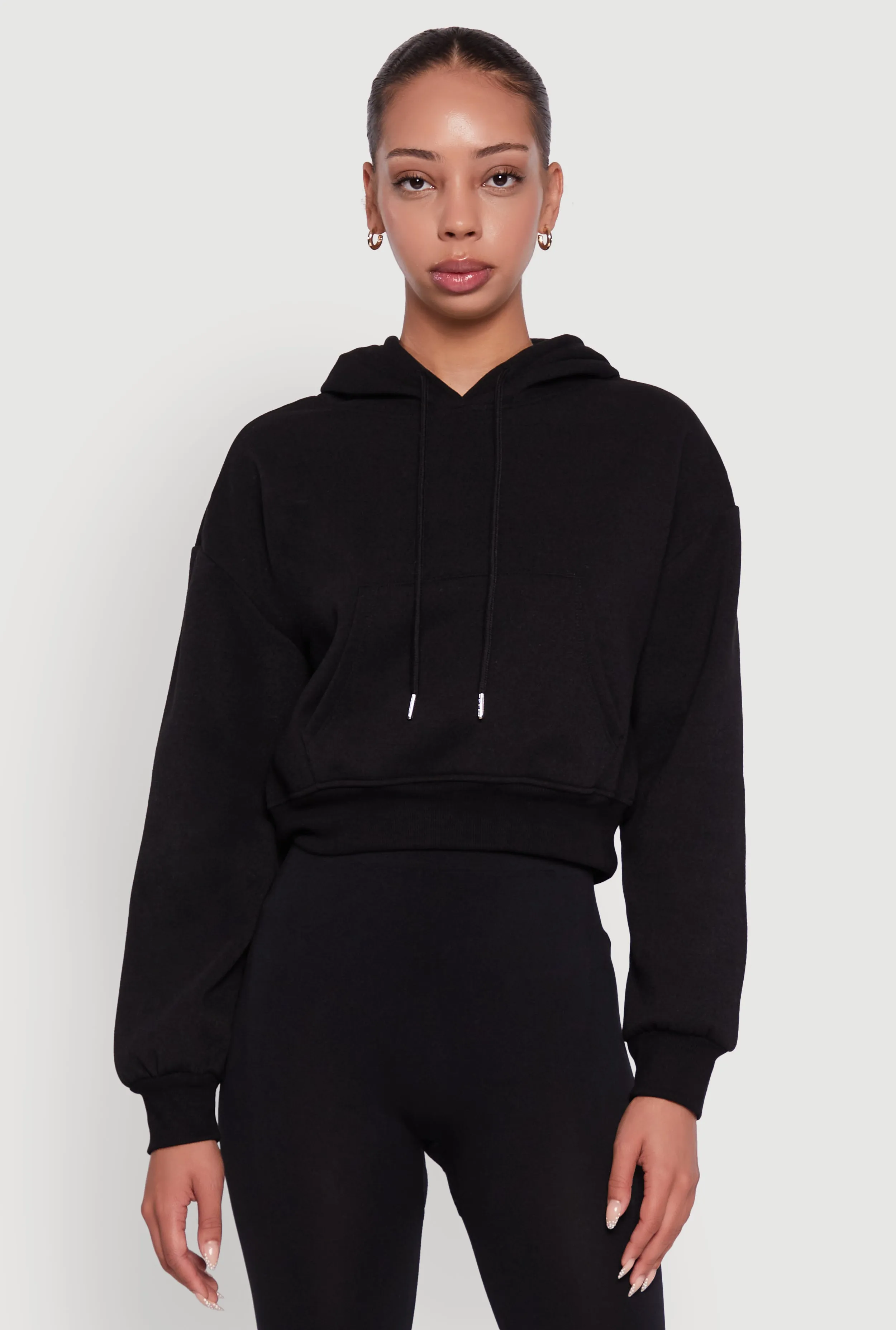 Cropped Kangaroo Pocket Pullover Hoodie sold by Rainbow product image thumbnail 2