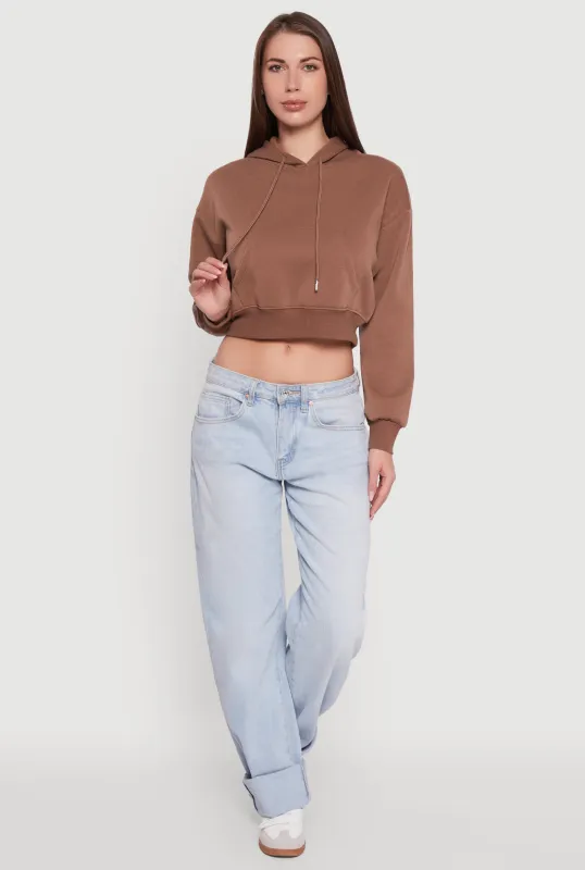 Cropped Kangaroo Pocket Pullover Hoodie sold by Rainbow