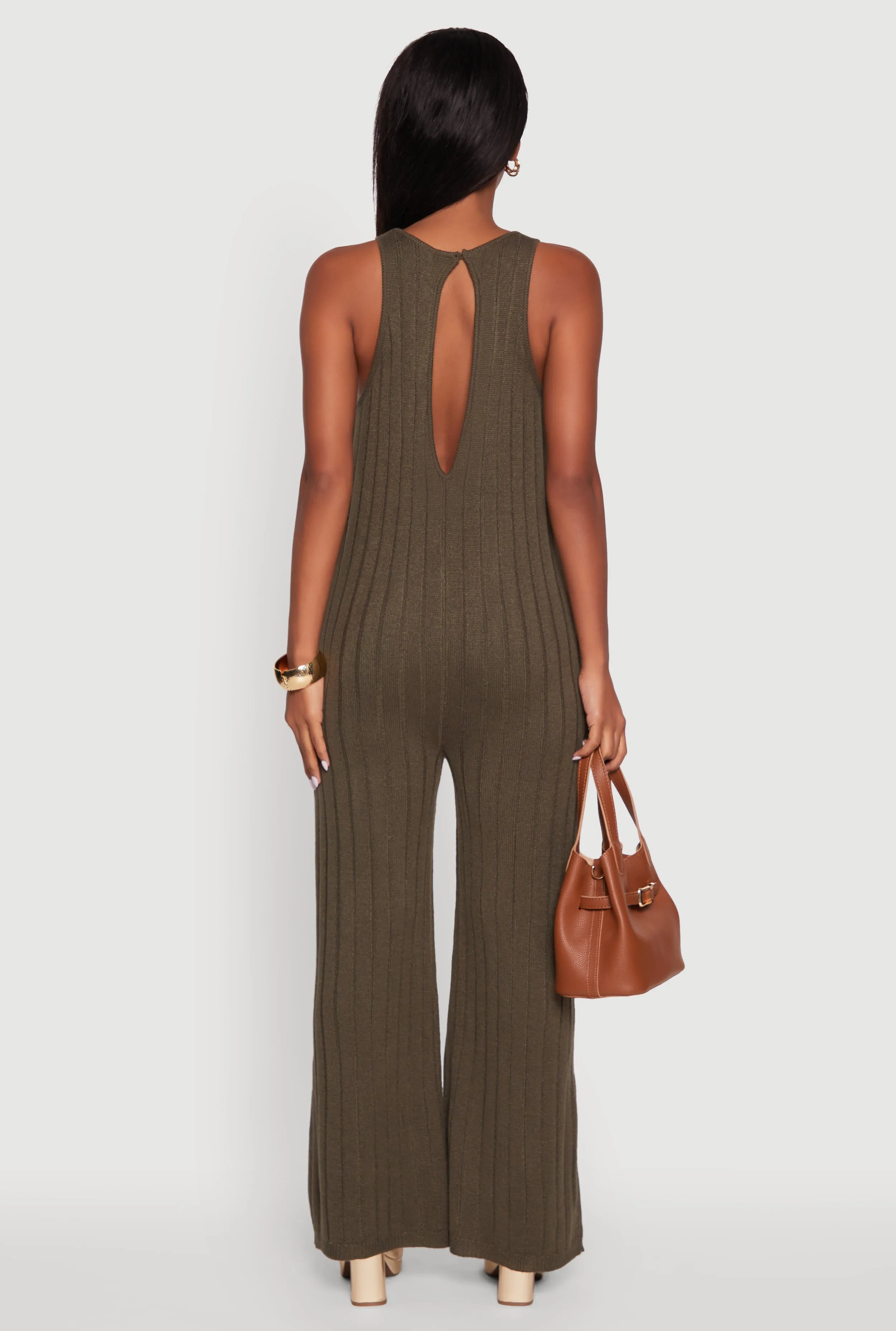 Button Back Keyhole Ribbed Knit Jumpsuit sold by Rainbow product image thumbnail 5