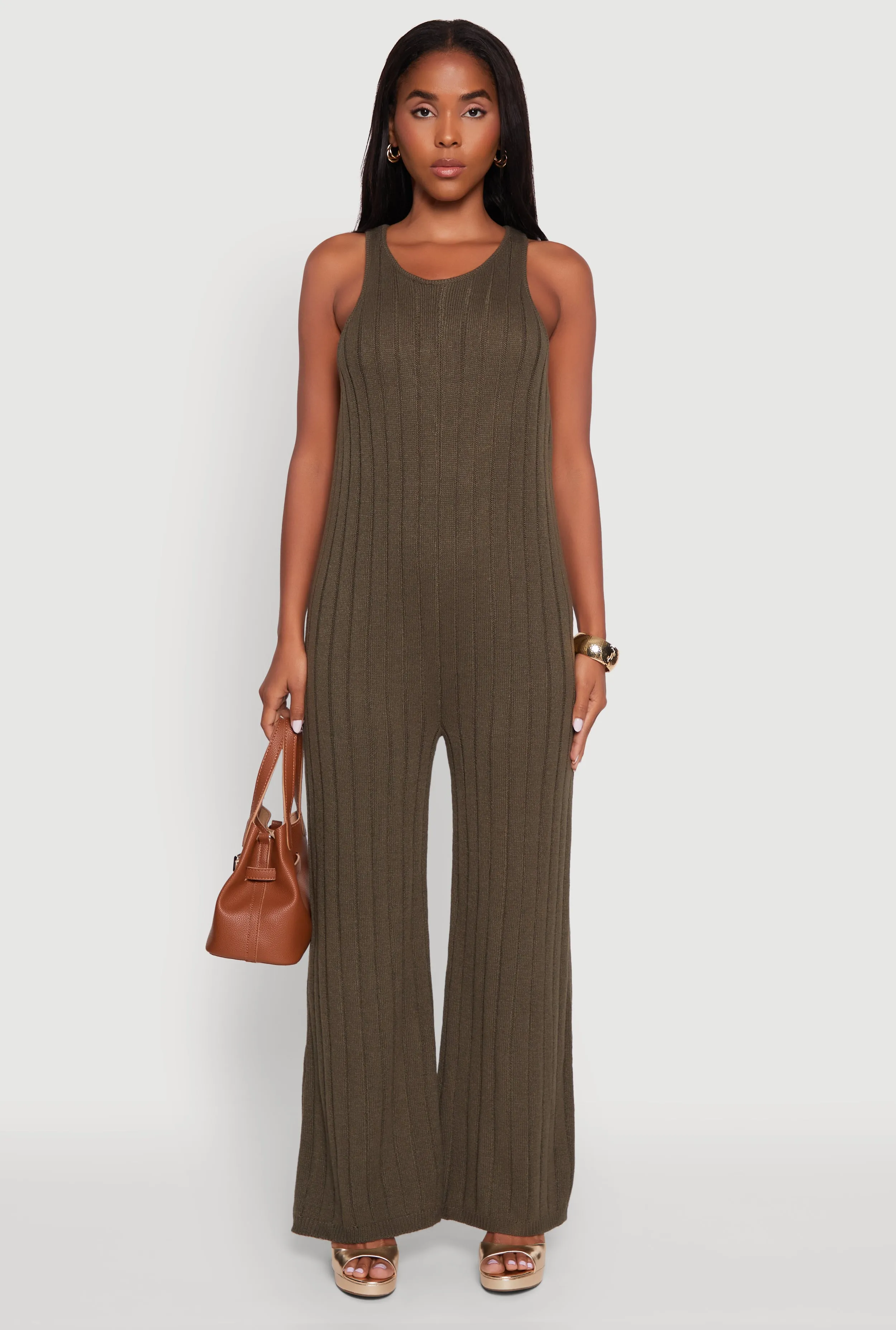 Button Back Keyhole Ribbed Knit Jumpsuit sold by Rainbow product image thumbnail 2