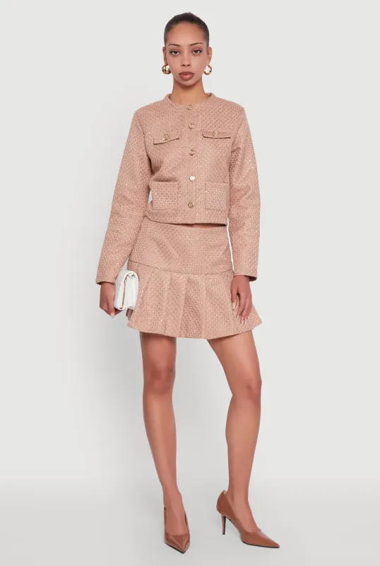 Tweed Pleated Mini Skirt sold by Rainbow