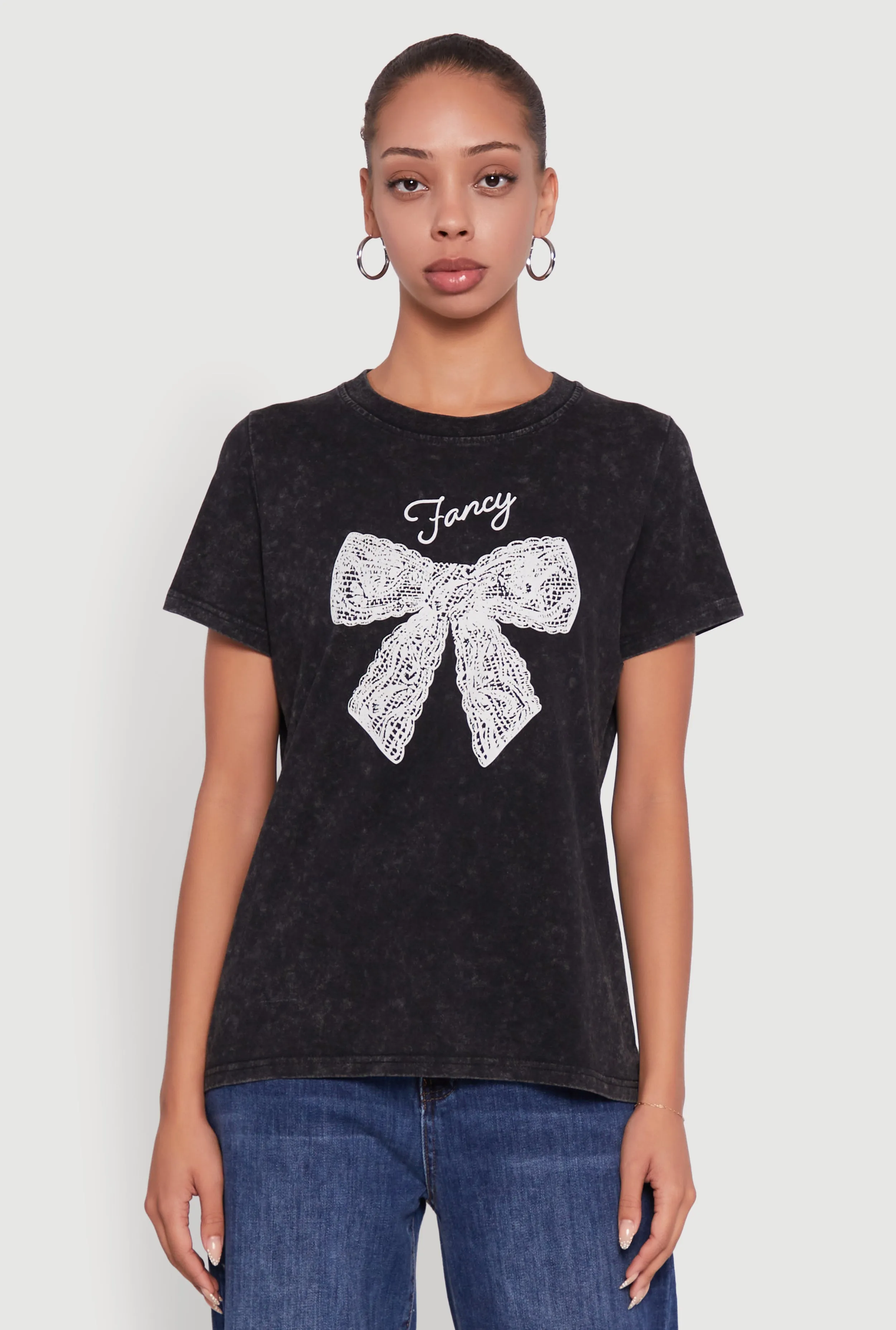 Acid Wash Fancy Bow Graphic Tee sold by Rainbow product image thumbnail 2