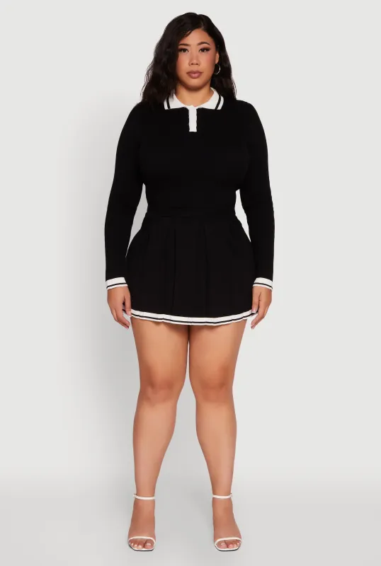 Plus Size High Waisted Varsity Stripe Pleated Skort sold by Rainbow
