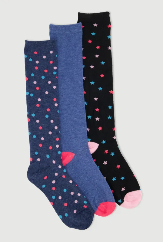 Girls Assorted Knee High Socks 3 Pack sold by Rainbow