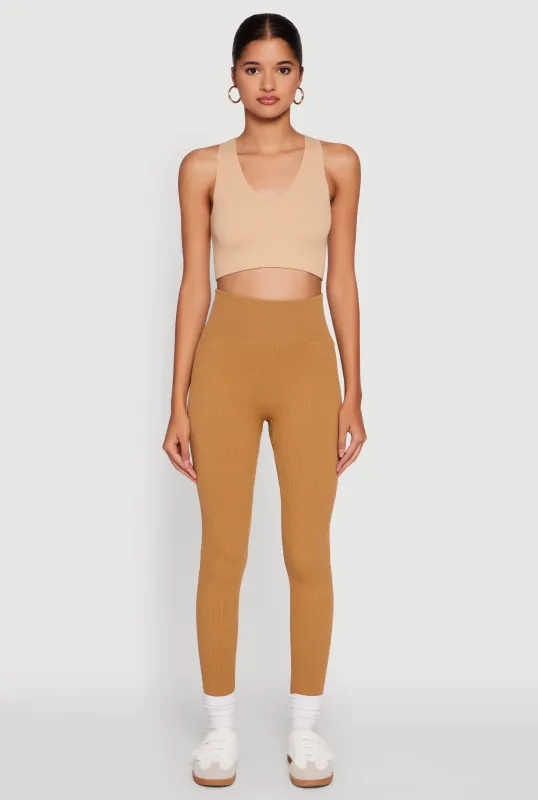Ribbed Knit Fleece Lined High Waist Leggings sold by Rainbow