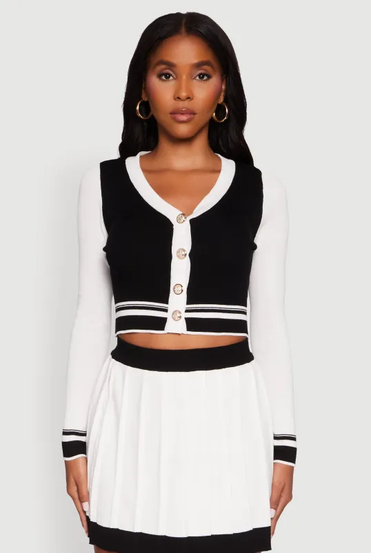 Color Blocked Cropped Cardigan sold by Rainbow