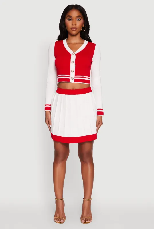 Color Blocked Cropped Cardigan sold by Rainbow