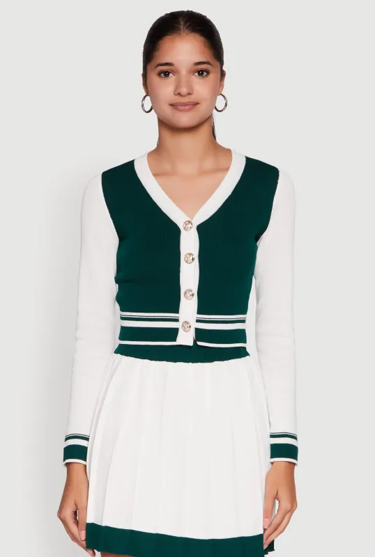 Color Blocked Cropped Cardigan sold by Rainbow