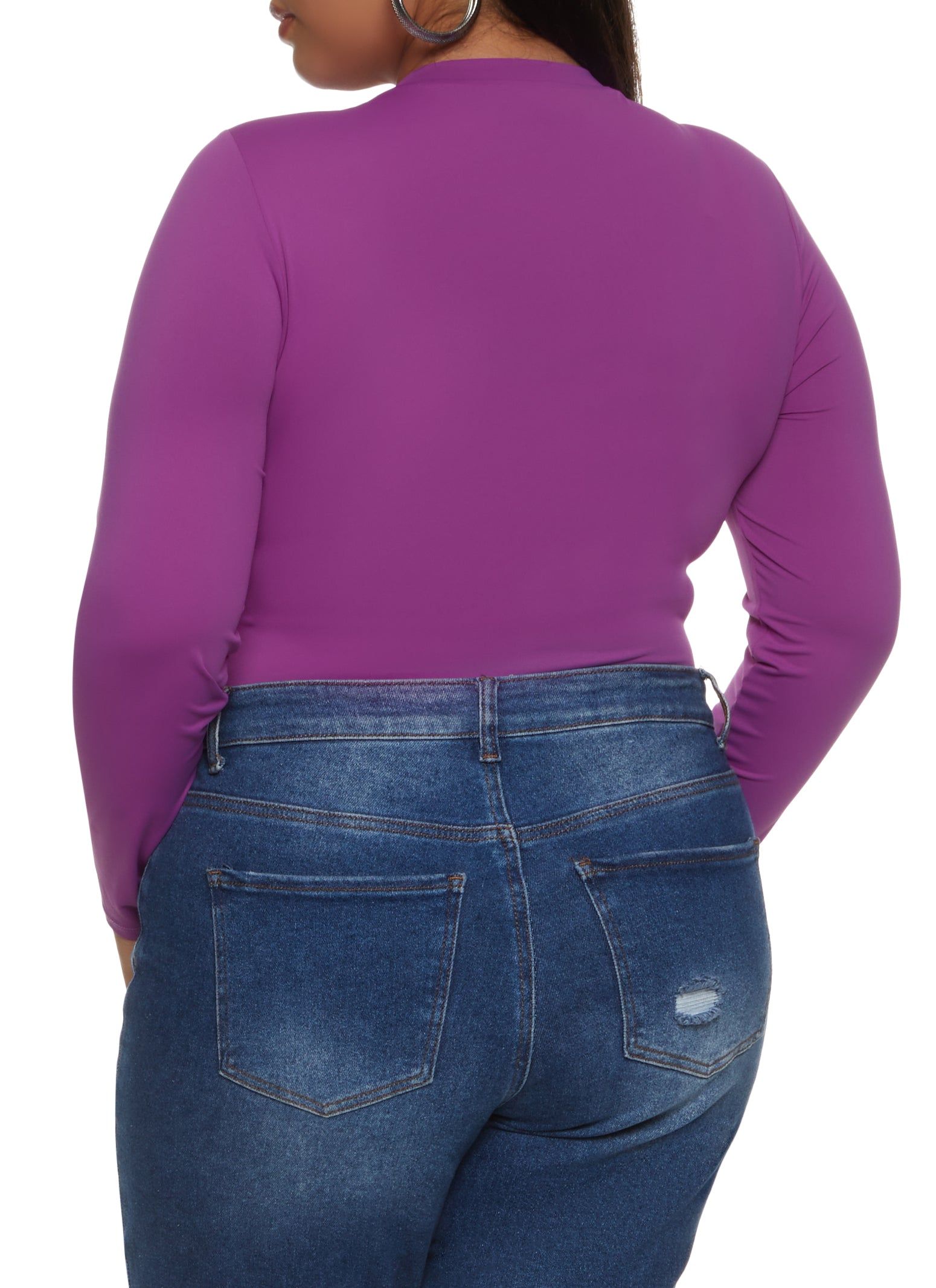 Plus Size Solid Long Sleeve Bodysuit sold by Rainbow product image thumbnail 3