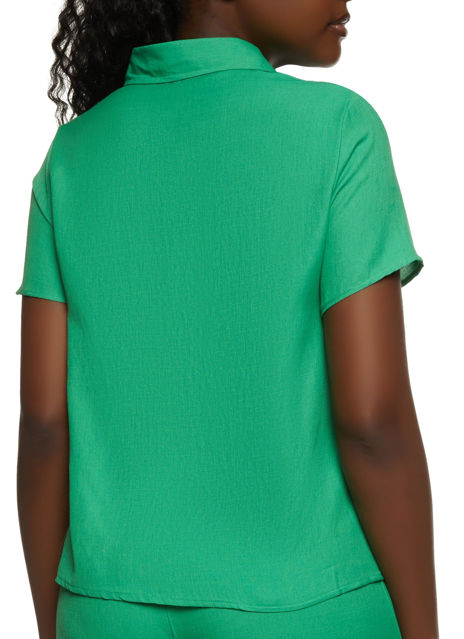 Solid Button Down Short Sleeve Shirt sold by Rainbow product image thumbnail 3