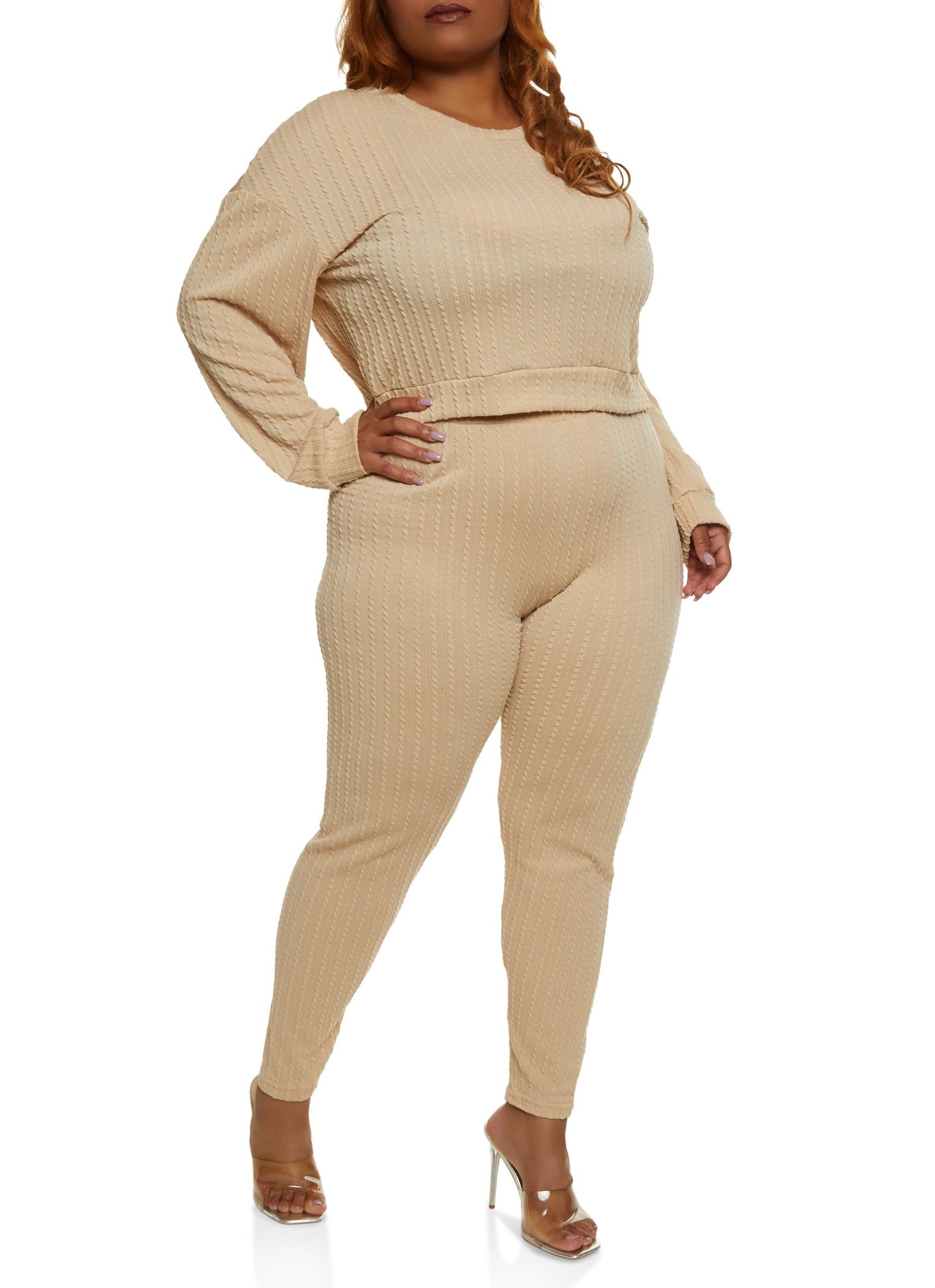 Plus Size Textured Knit Cropped Sweatshirt sold by Rainbow product image thumbnail 2