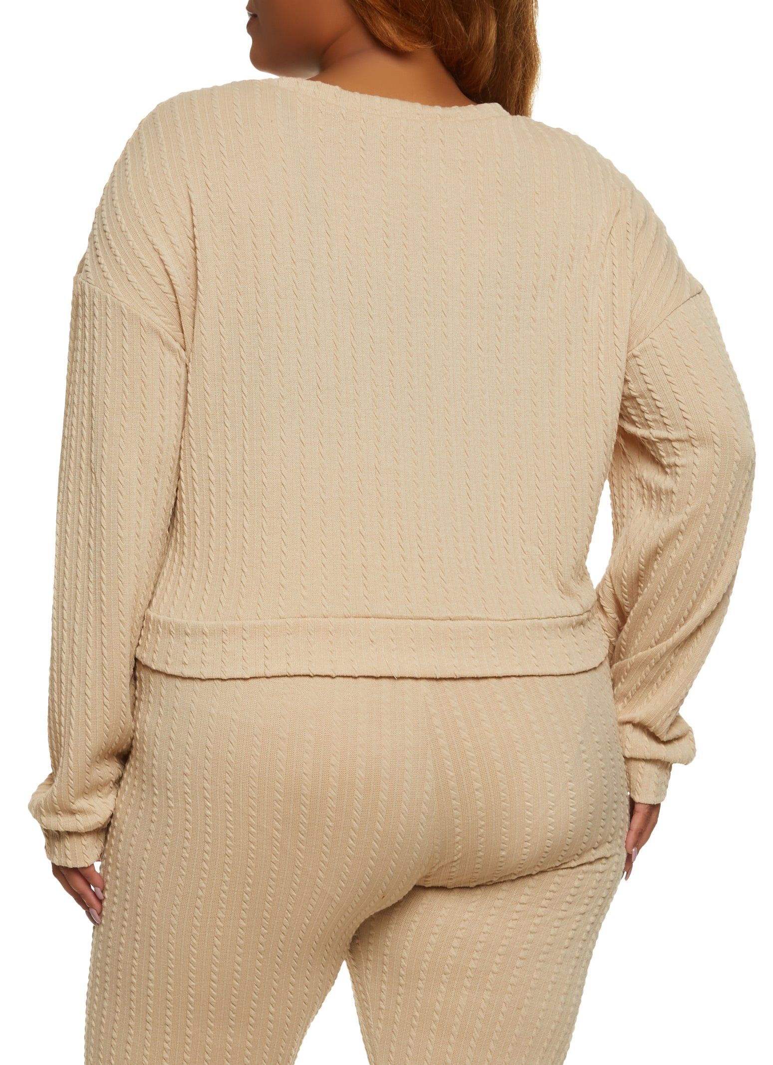 Plus Size Textured Knit Cropped Sweatshirt sold by Rainbow product image thumbnail 3