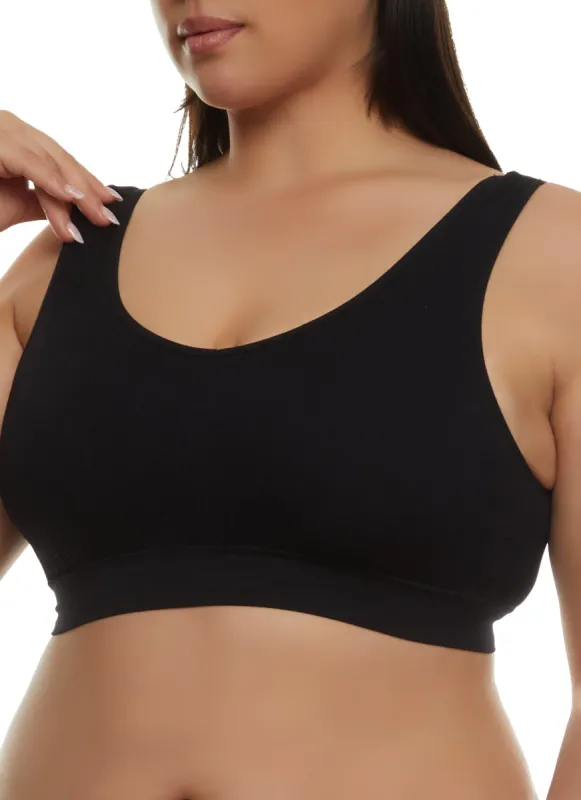 Plus Size Solid Ribbed Sports Bra sold by Rainbow