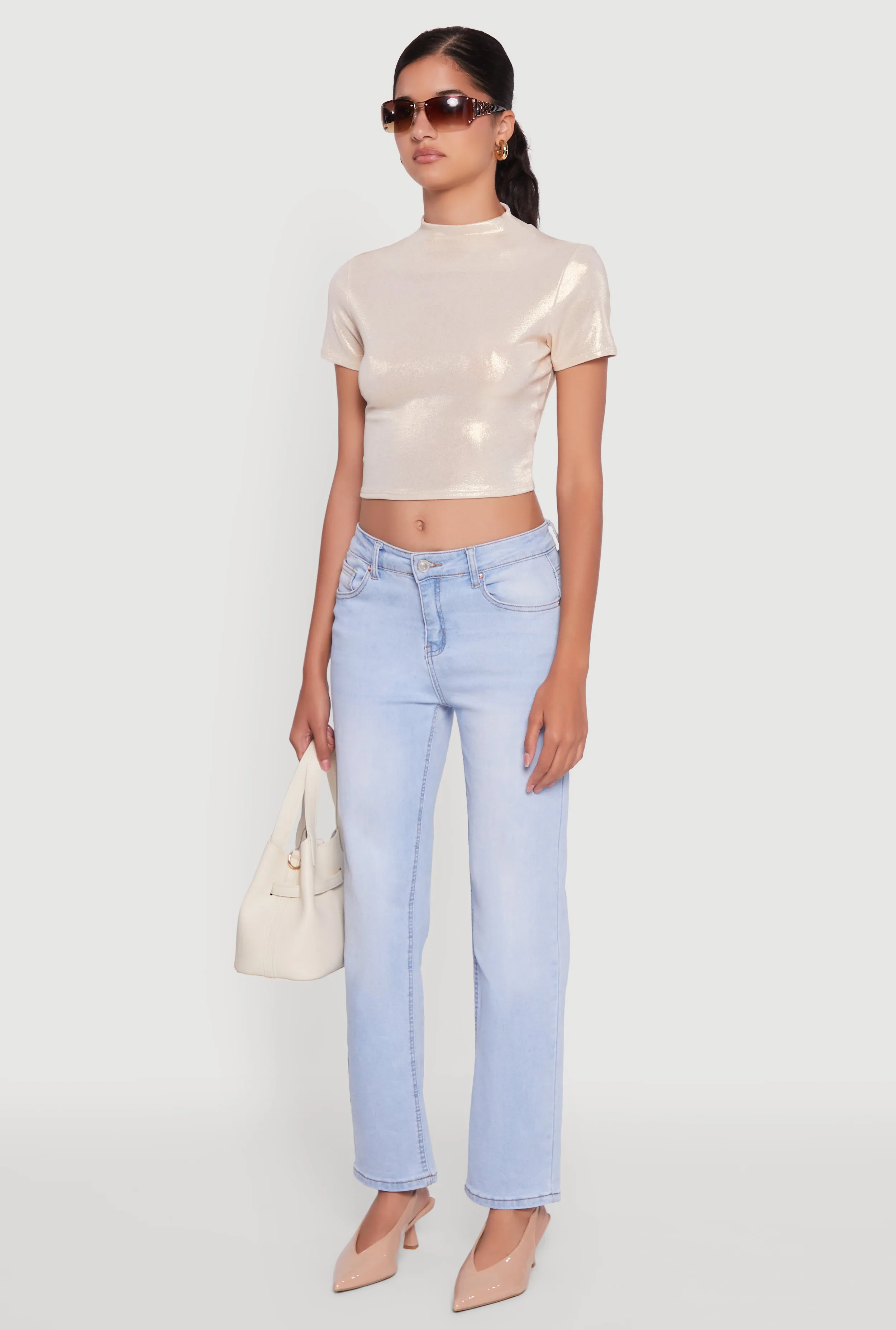 Metallic Short Sleeve Crop Top sold by Rainbow product image thumbnail 5