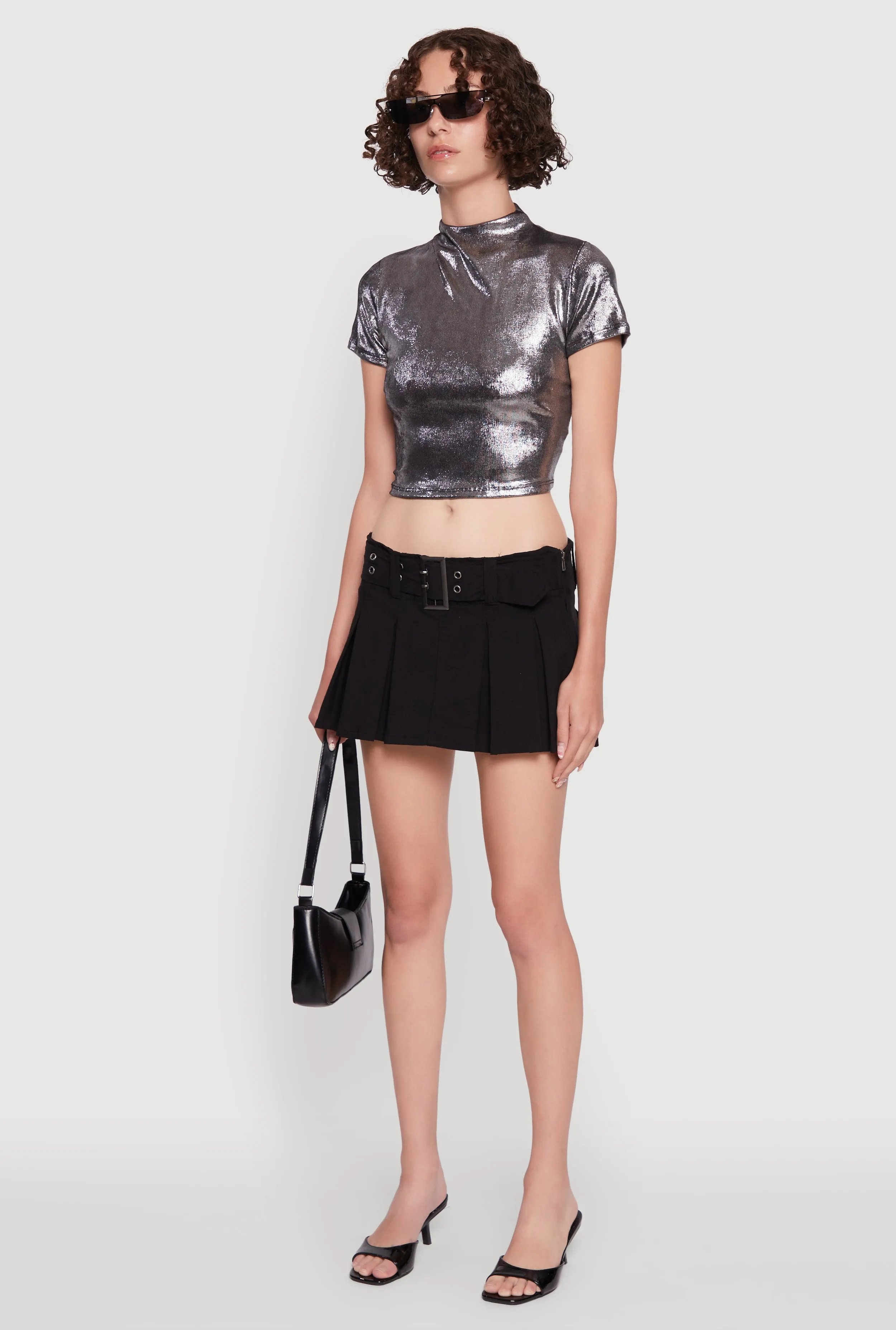 Metallic Short Sleeve Crop Top sold by Rainbow product image thumbnail 5