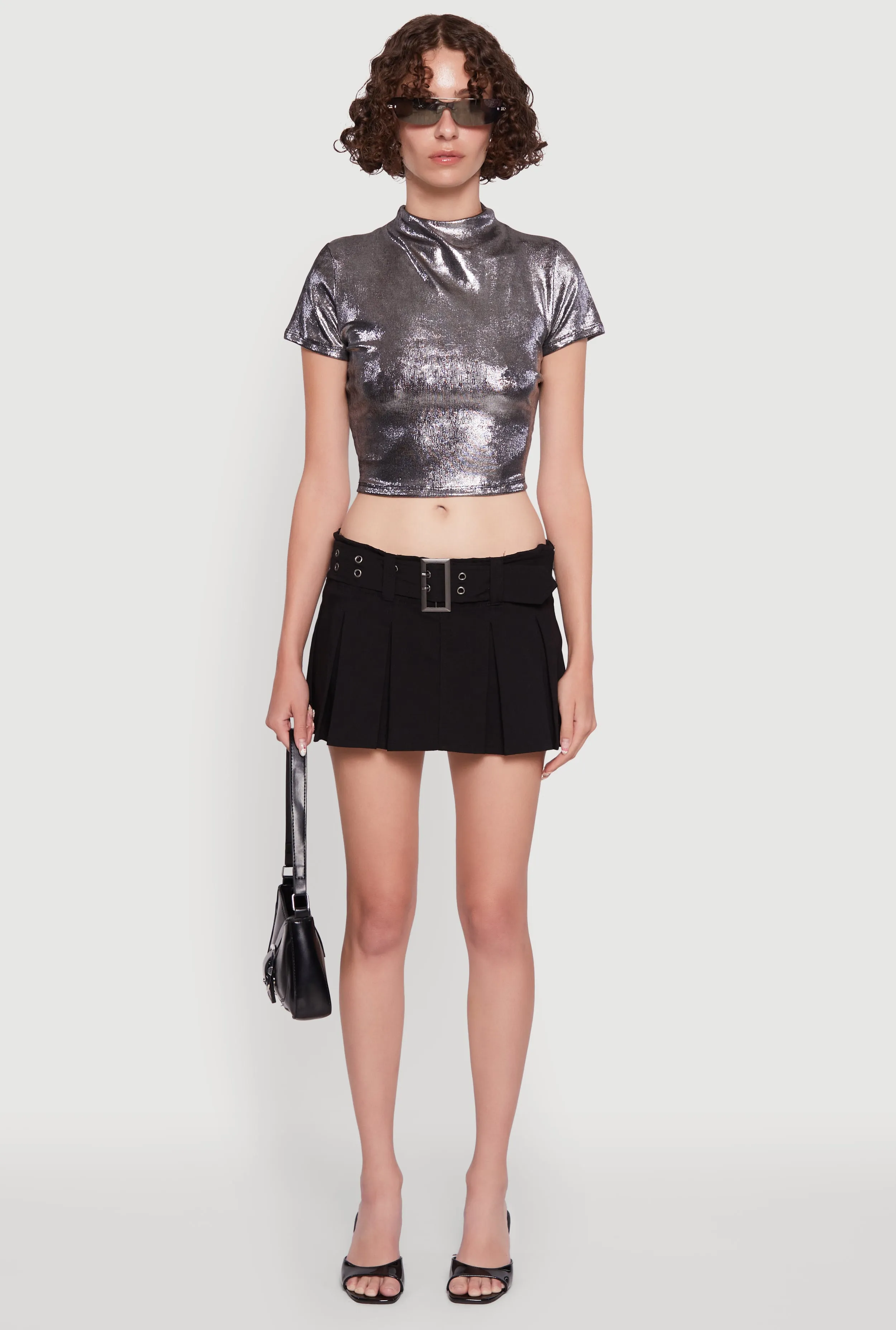Metallic Short Sleeve Crop Top sold by Rainbow product image thumbnail 3