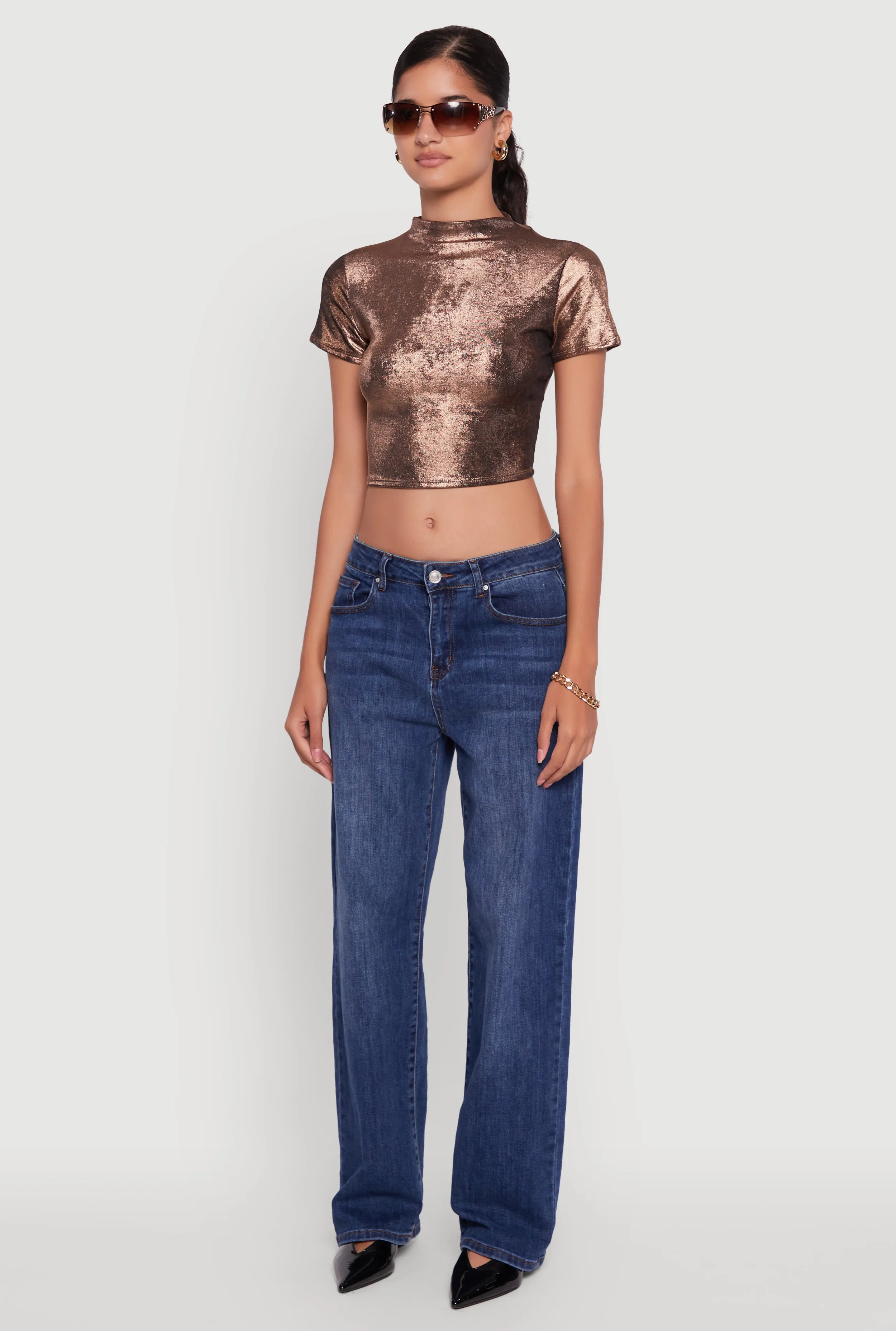 Metallic Short Sleeve Crop Top sold by Rainbow product image thumbnail 5