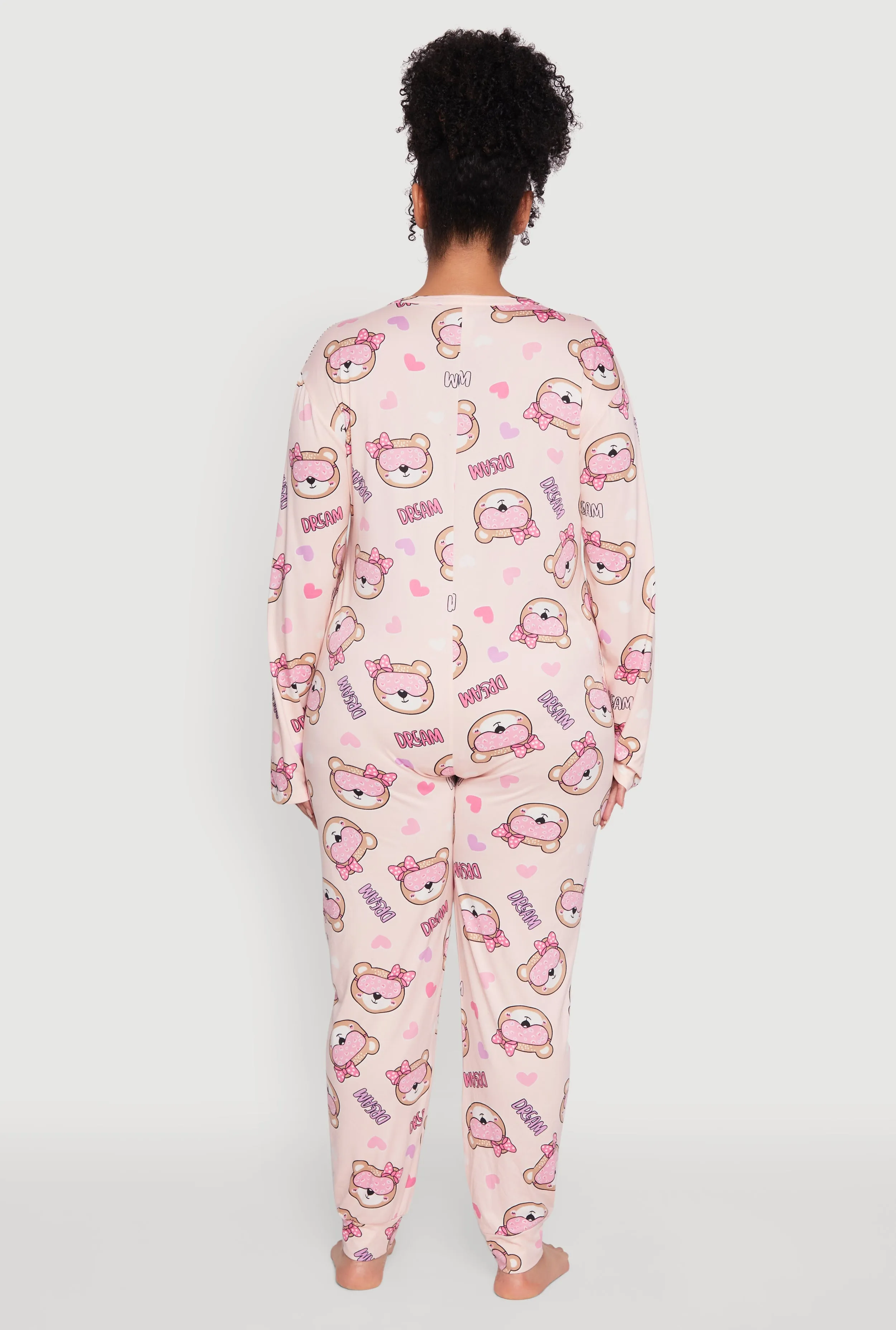 Plus Size Dream Bear Graphic Print Pajama Onesie sold by Rainbow product image thumbnail 3
