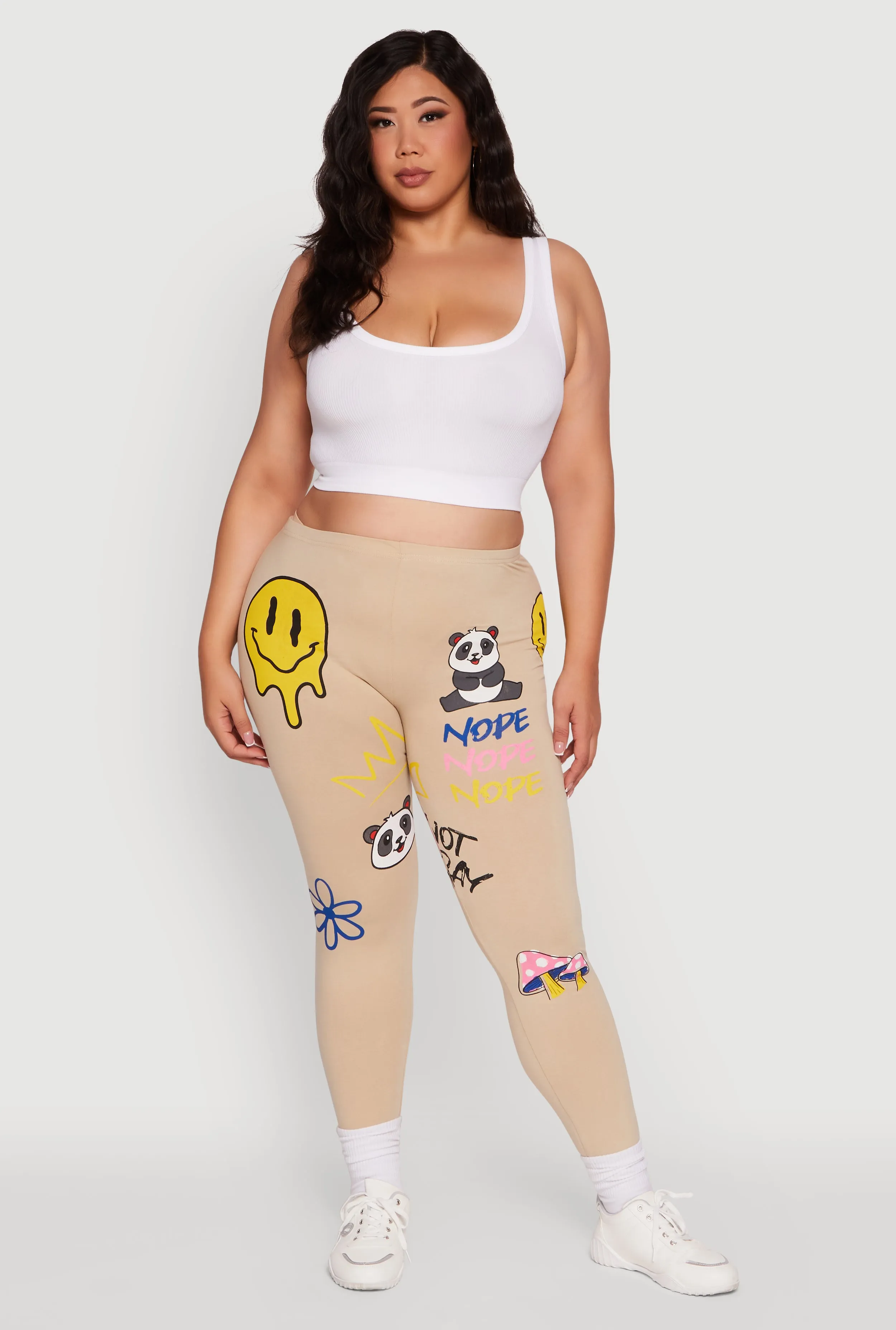 Plus Size High Waist Nope Not Today Graphic Print Leggings sold by Rainbow