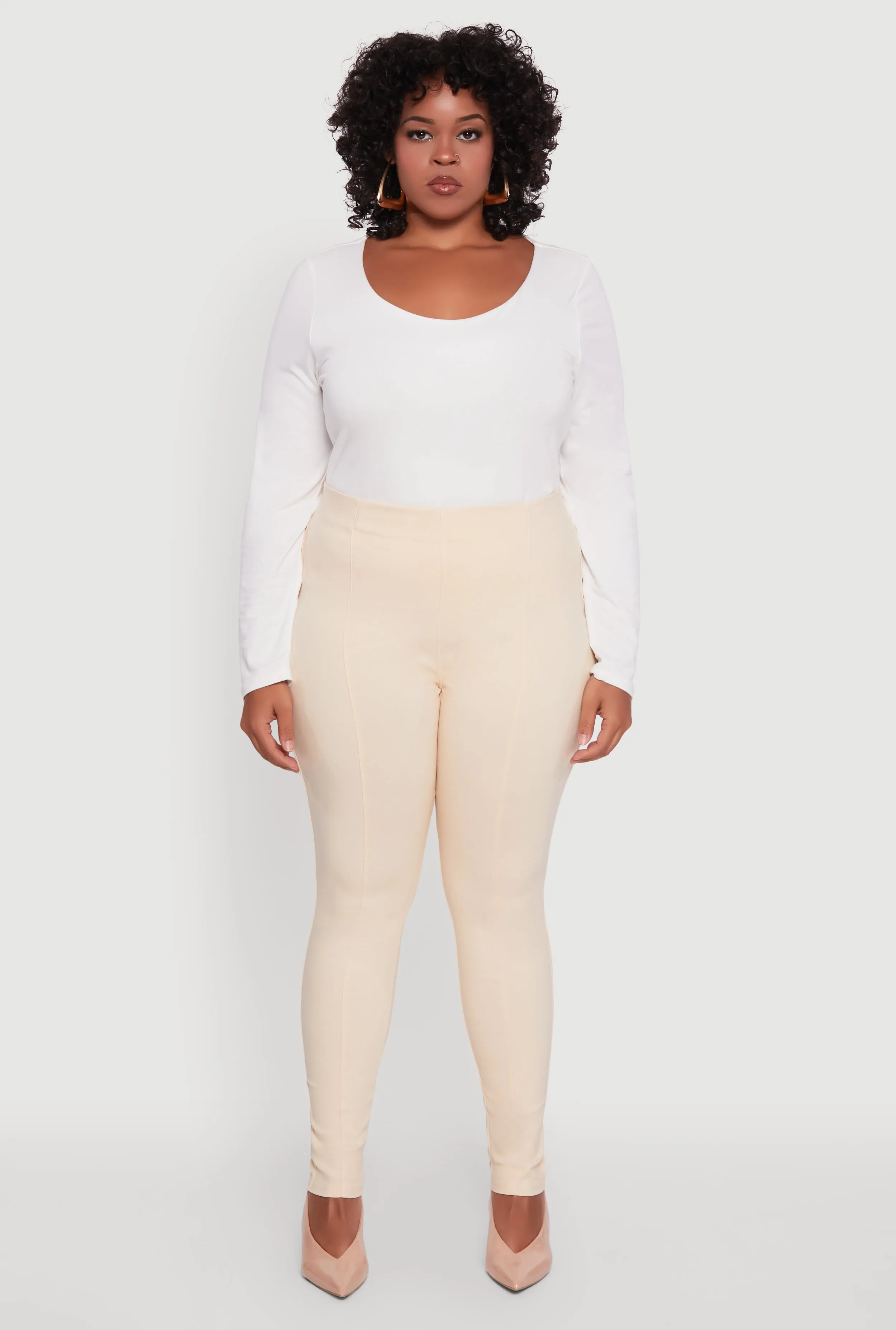 Plus Size High Waisted Skinny Leg Pintuck Pants sold by Rainbow product image thumbnail 2