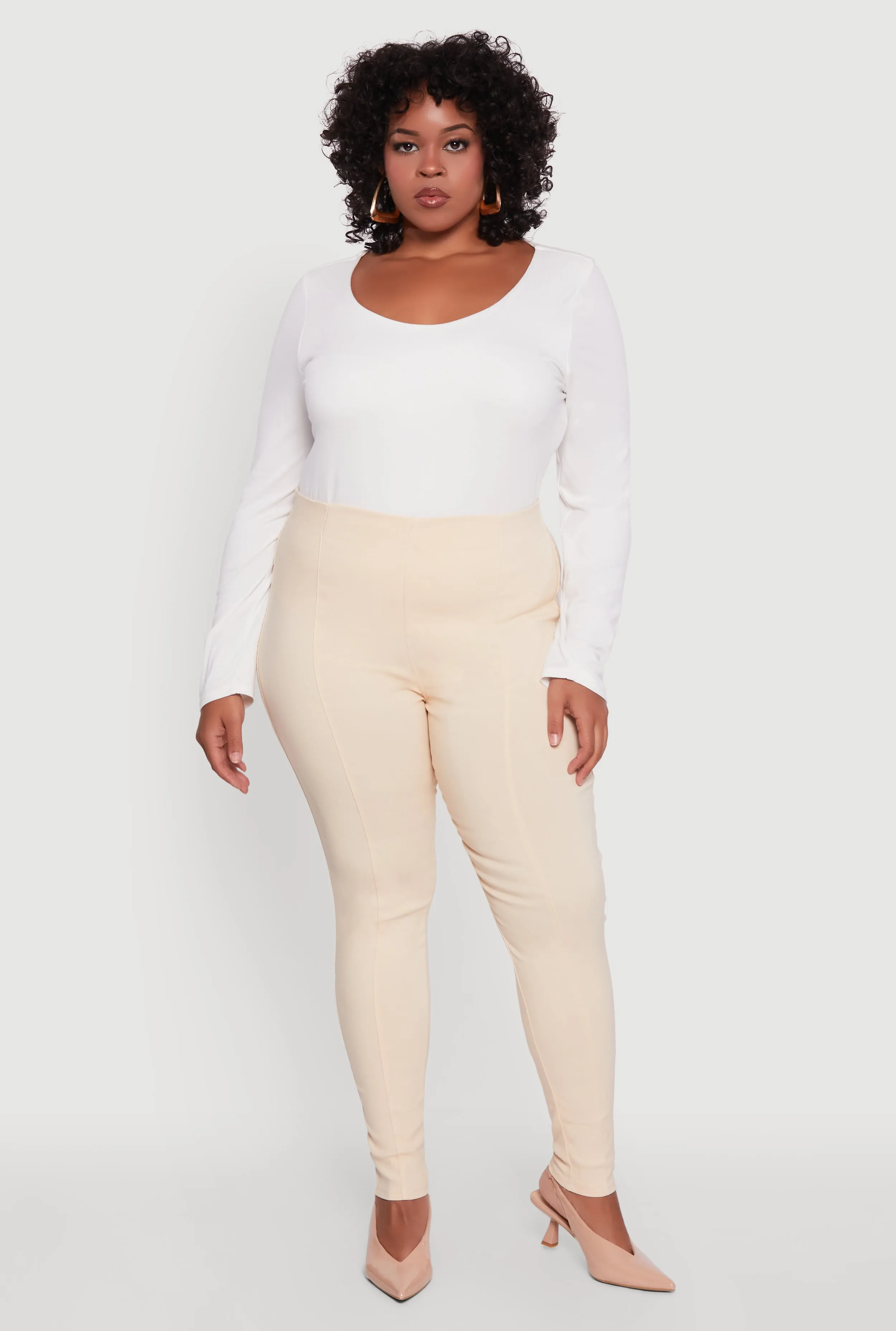 Plus Size High Waisted Skinny Leg Pintuck Pants sold by Rainbow