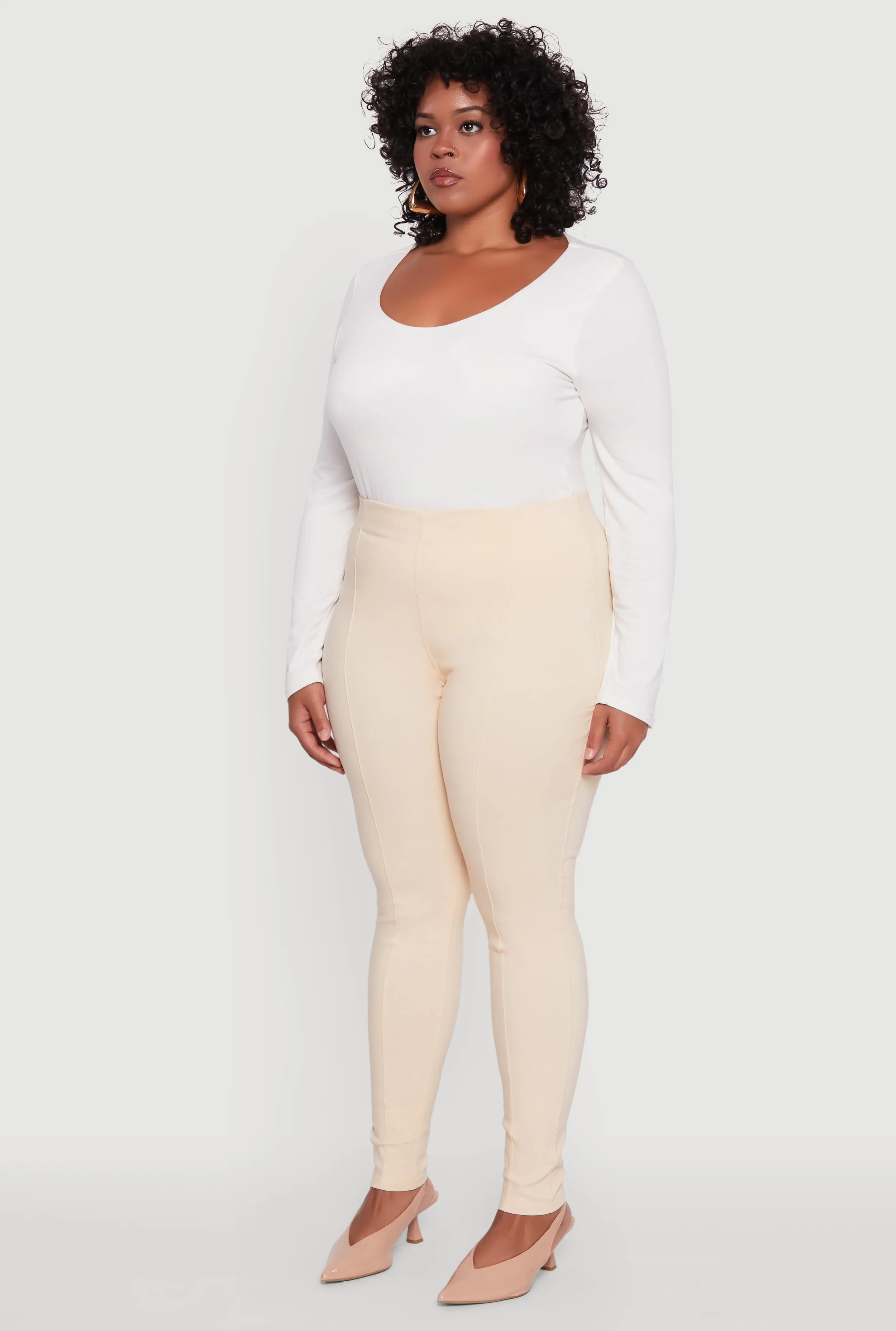 Plus Size High Waisted Skinny Leg Pintuck Pants sold by Rainbow product image thumbnail 3