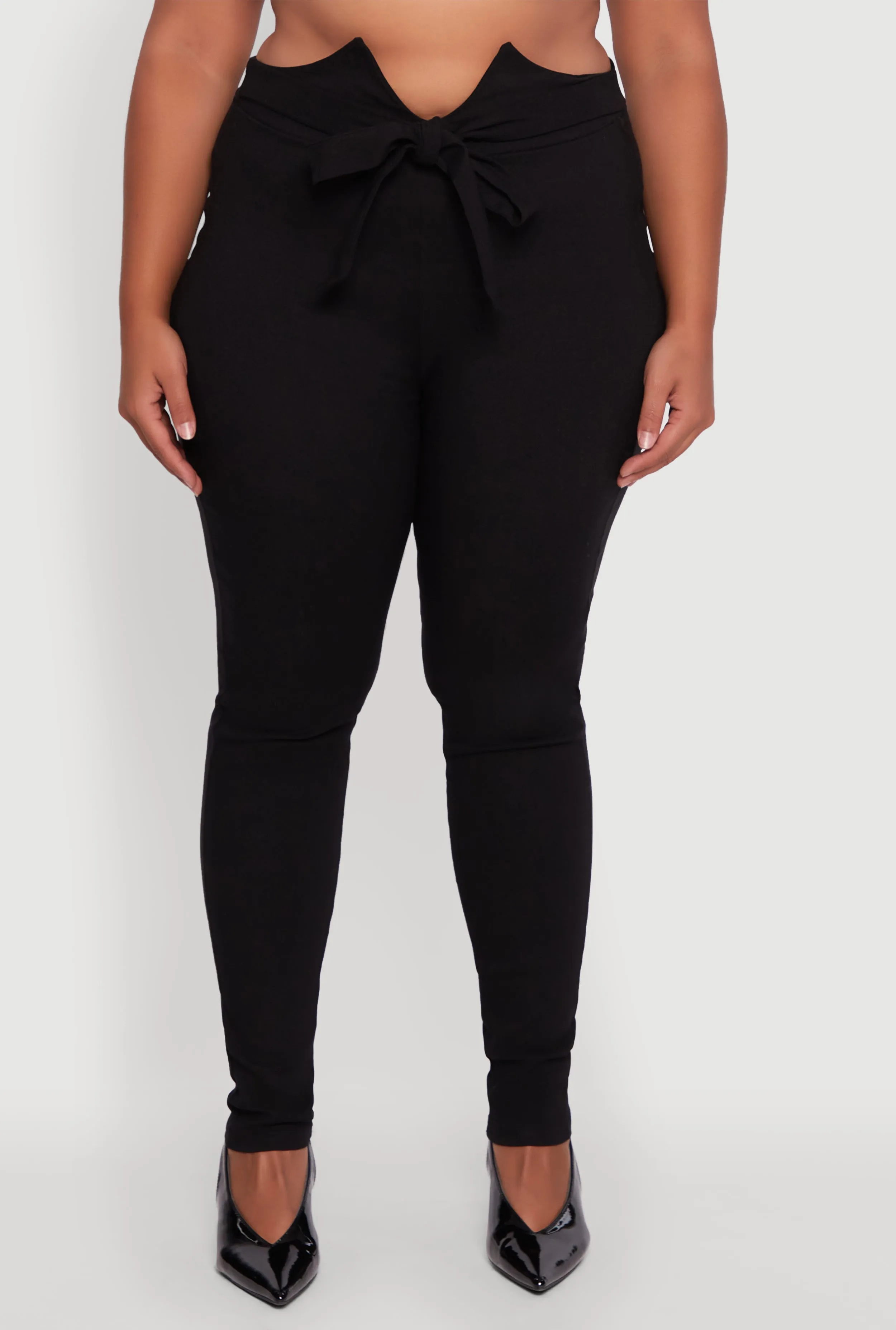 Plus Size Skinny Leg Tie Waist Pants with Zip Back sold by Rainbow product image thumbnail 5