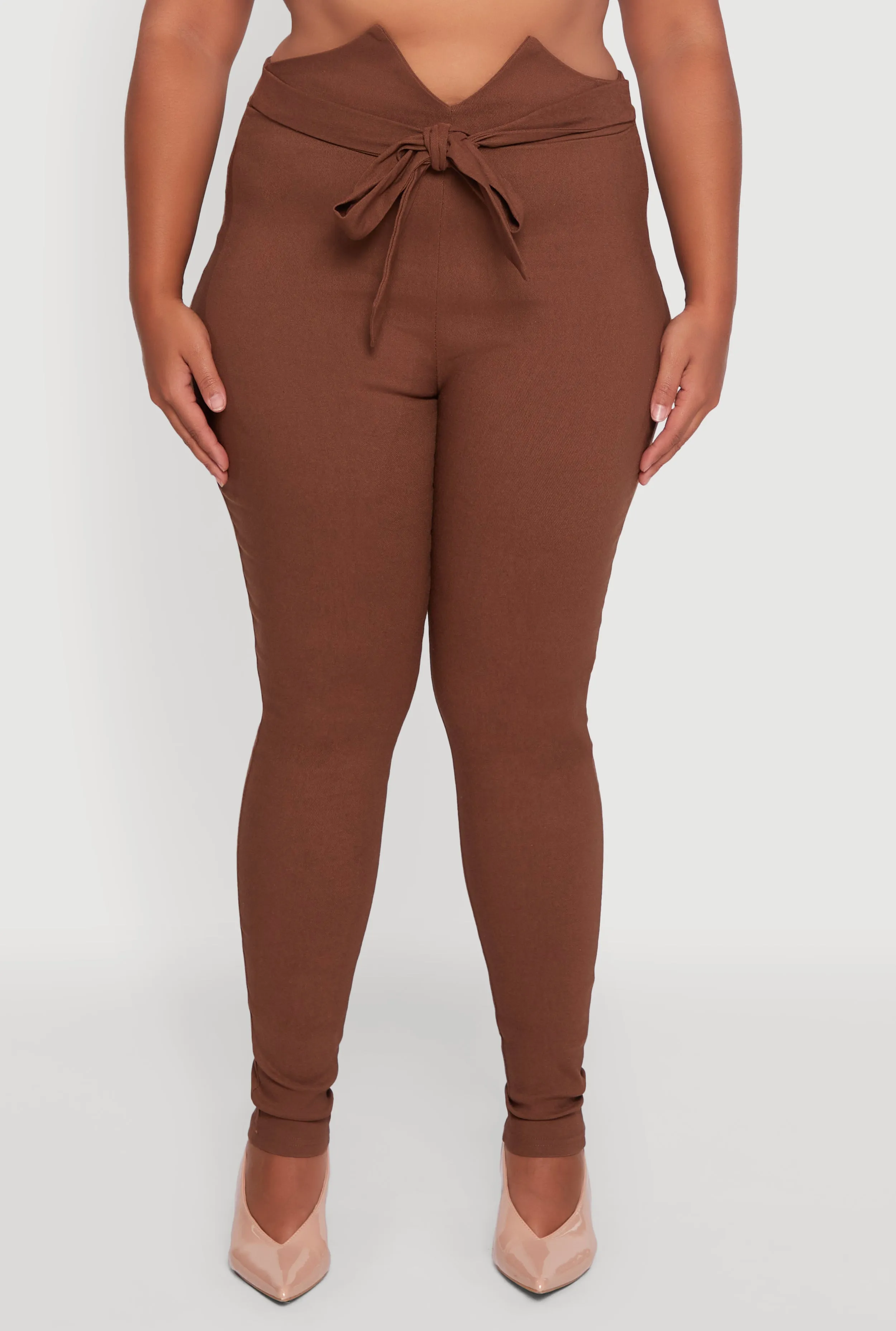 Plus Size Skinny Leg Tie Waist Pants with Zip Back sold by Rainbow product image thumbnail 5