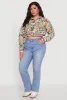Plus Size Floral Print Cropped Varsity Stripe Jacket sold by Rainbow