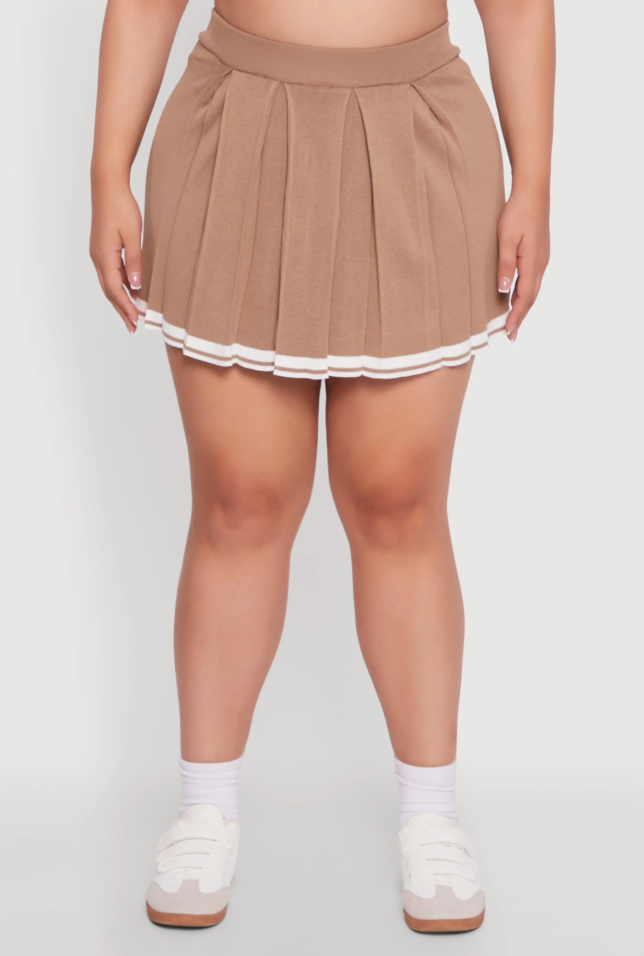 Plus Size High Waisted Varsity Stripe Pleated Skort sold by Rainbow product image thumbnail 3