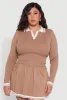 Plus Size Ribbed Knit Crop Varsity Stripe Sweater sold by Rainbow