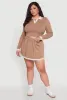 Plus Size Ribbed Knit Crop Varsity Stripe Sweater sold by Rainbow