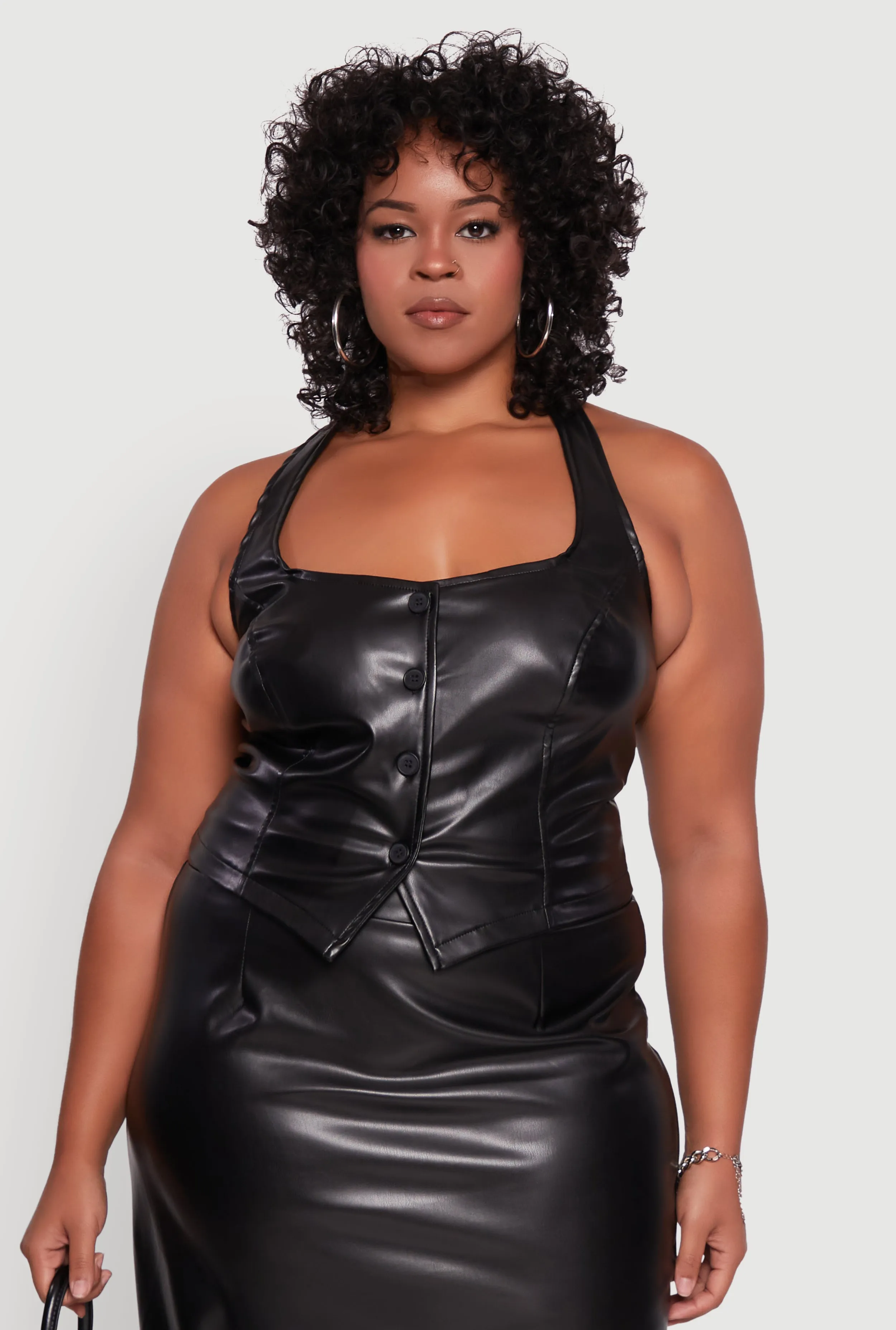 Plus Size Faux Leather Halter Vest sold by Rainbow