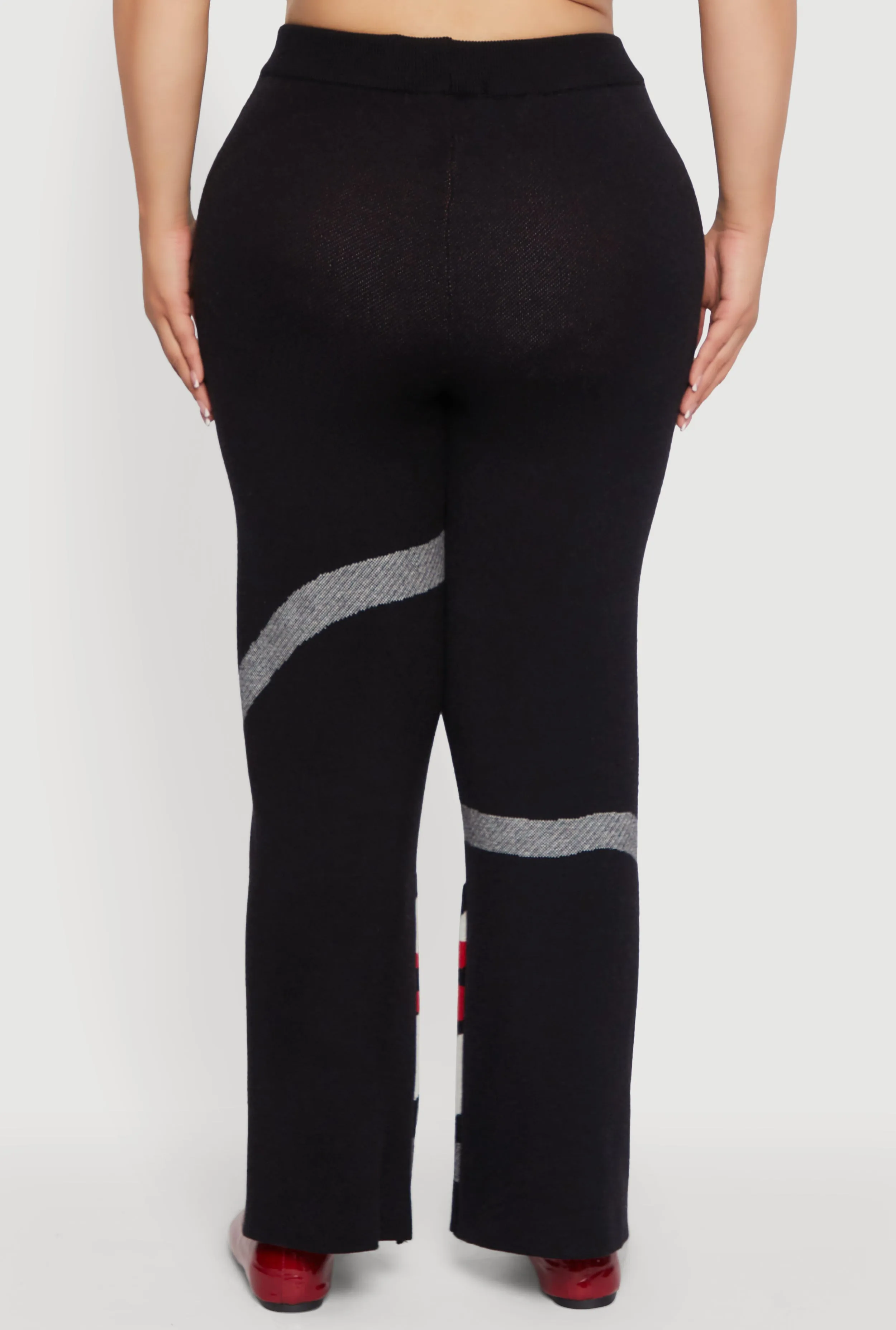 Plus Size Ribbed Knit Face Graphic Wide Leg Pants sold by Rainbow product image thumbnail 5