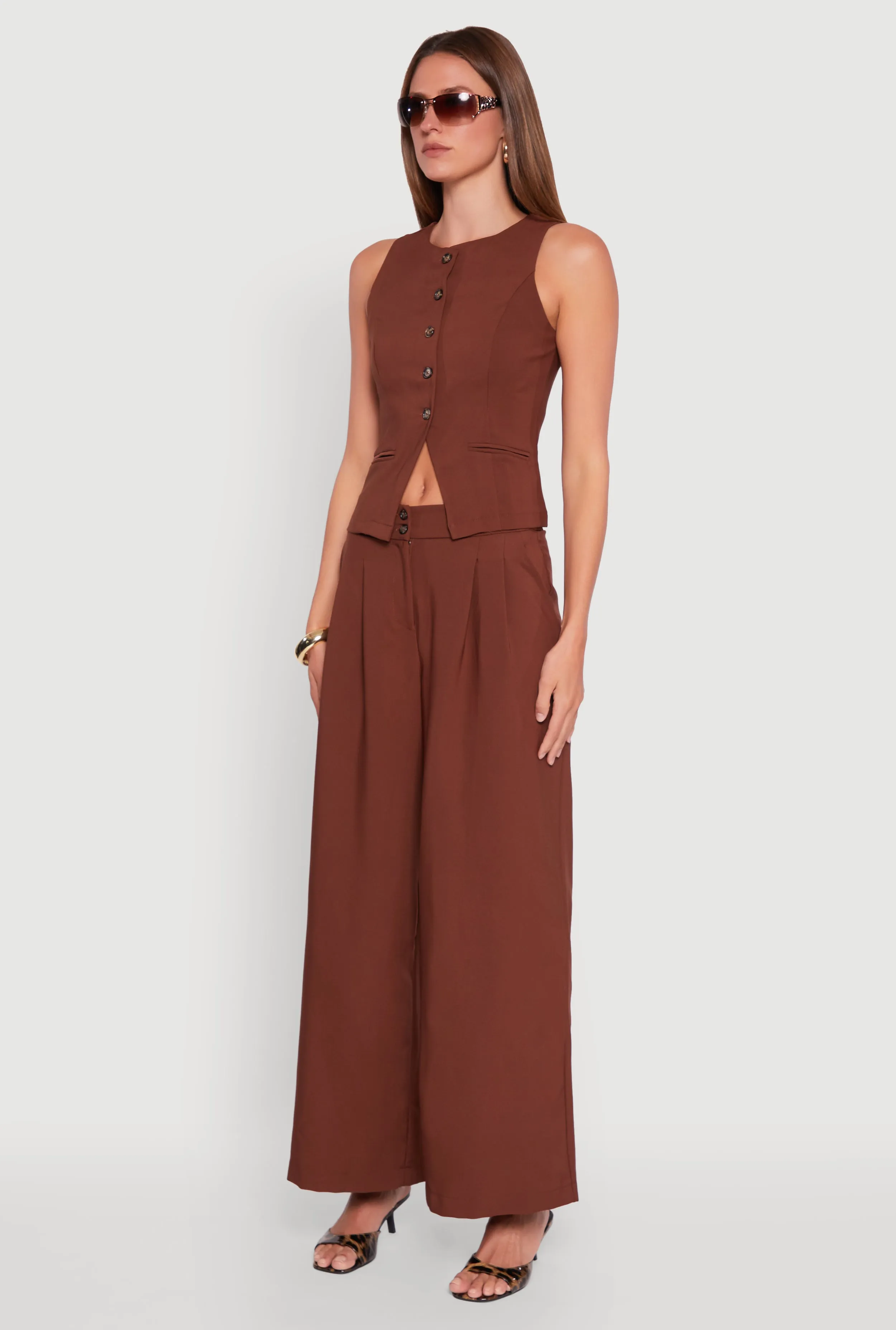 Solid Crepe Knit Button Front Blazer Vest sold by Rainbow product image thumbnail 5