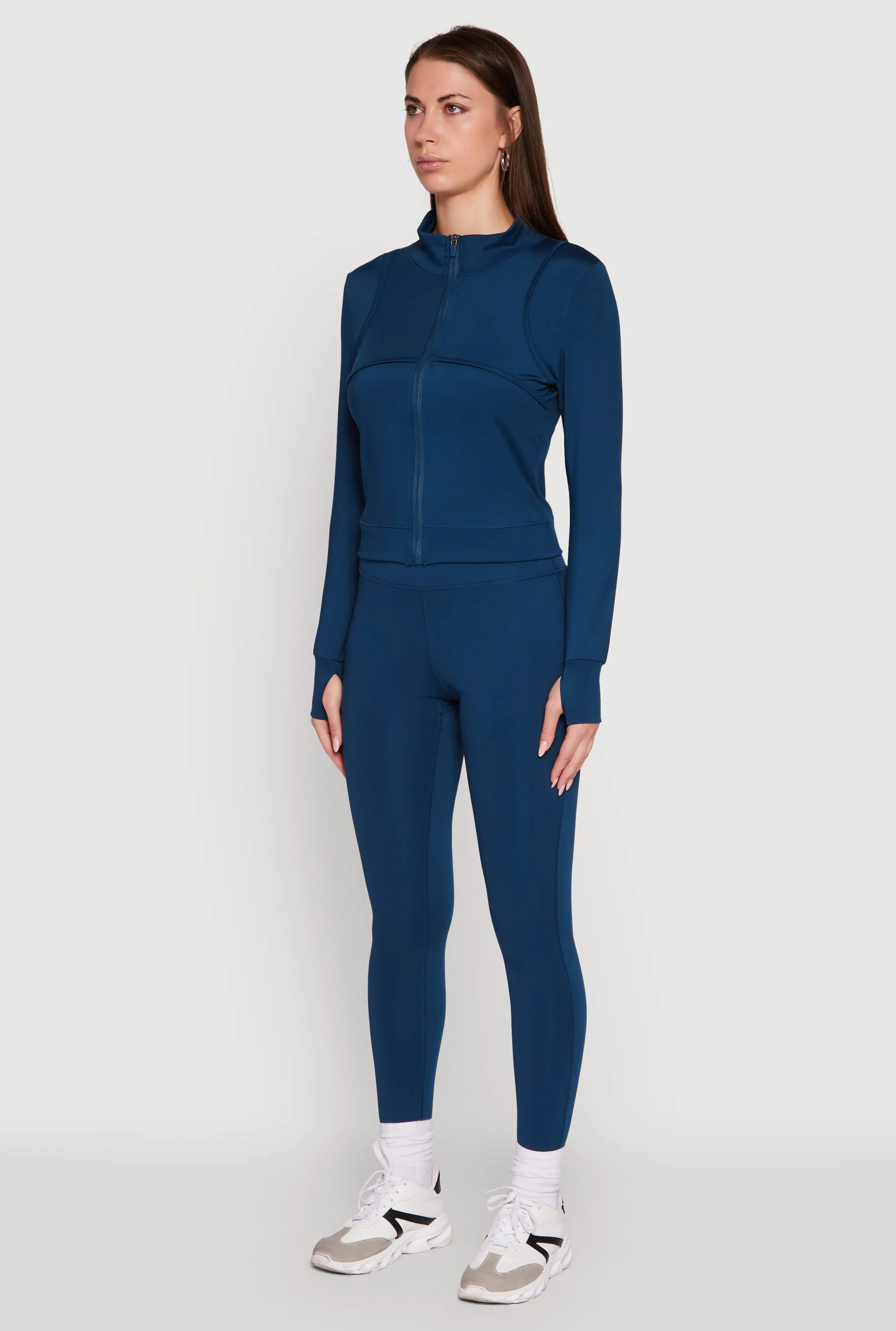 Mock Neck Long Sleeve Activewear Jacket with Thumb Holes sold by Rainbow product image thumbnail 5