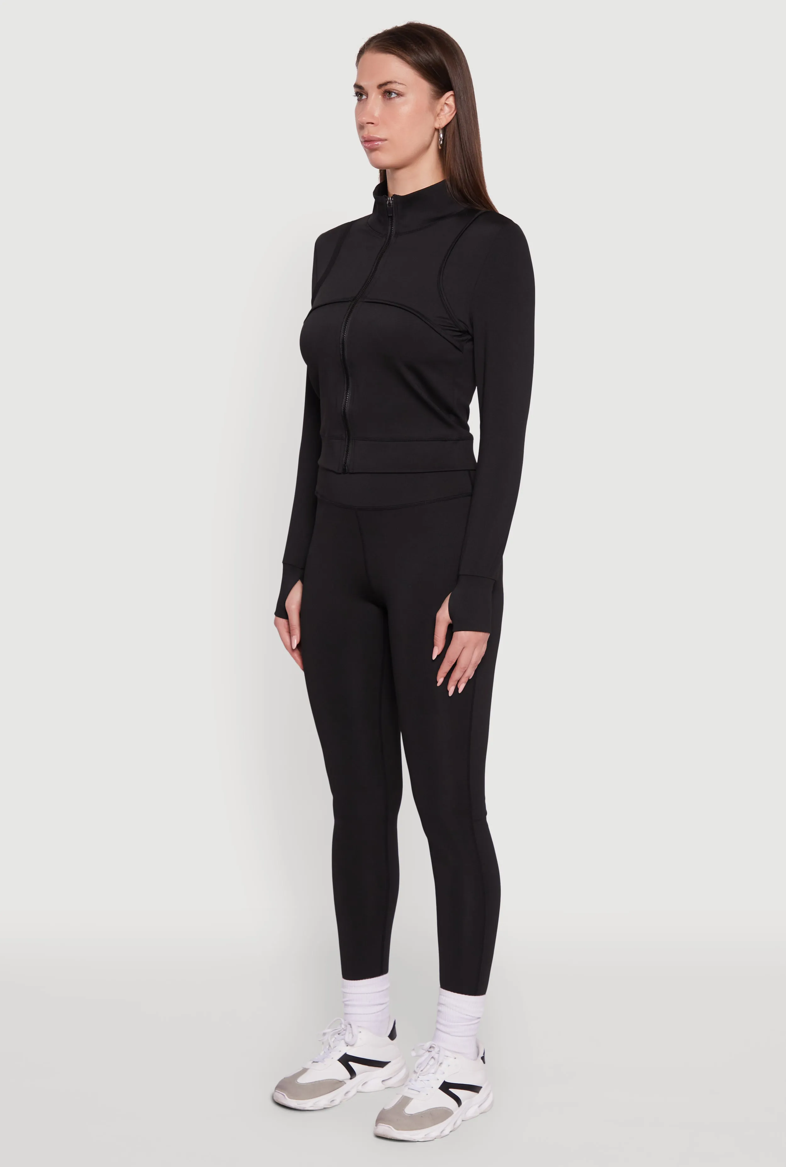 Mock Neck Long Sleeve Activewear Jacket with Thumb Holes sold by Rainbow product image thumbnail 5